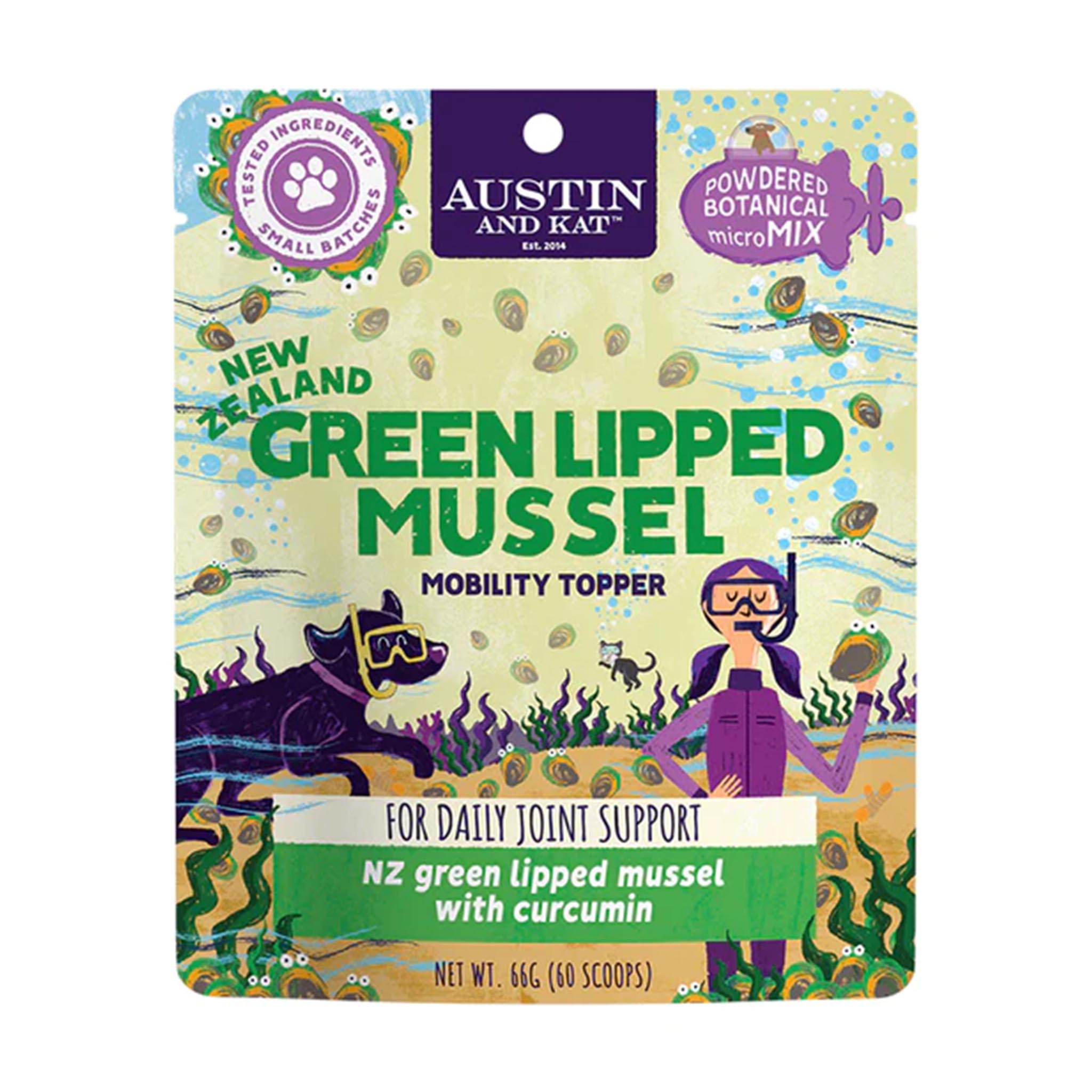Austin and Kat New Zealand Green Lipped Mussel Mobility Topper for Dogs - Natural Joint Support Supplement for Hip & Joint Health - Perfect for Active & Senior Dogs