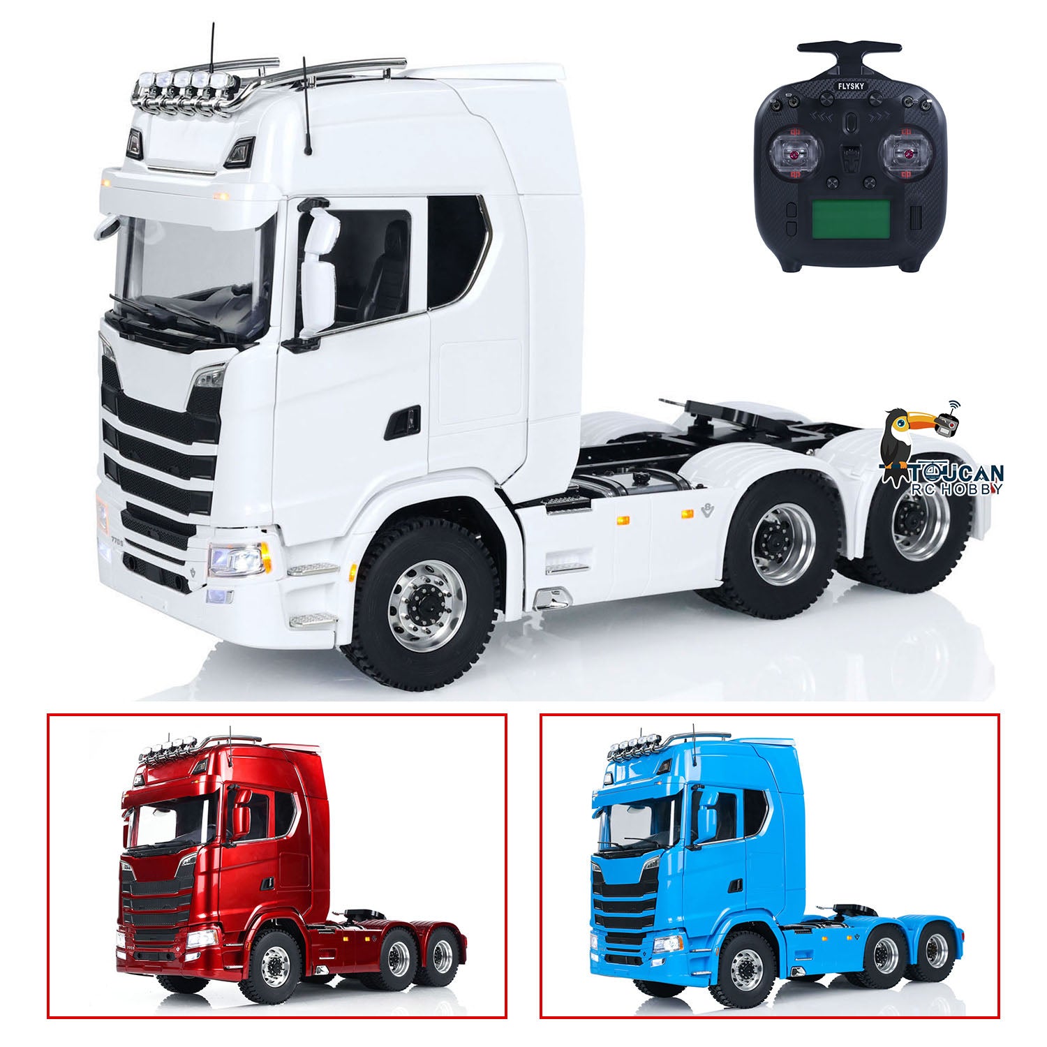1/14 Scale RC Tractor Truck - 6x6 Remote Control Car with Metal Chassis & 2-Speed Transmission | Pre-Assembled & Painted | FlySky ST8 Radio System | Off-Road Adventure, Construction Site Play, Collector's Display