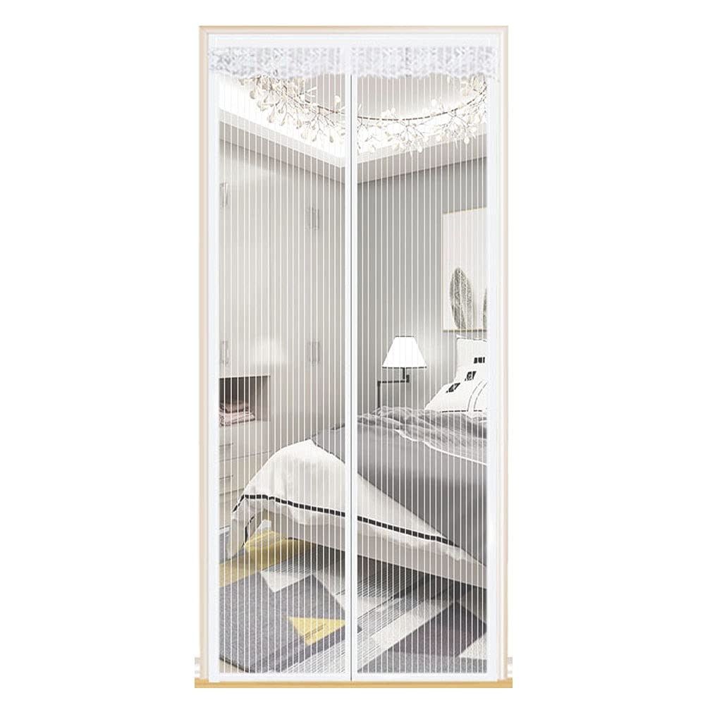 260x285cm (102x112in) Magnetic Screen Door with Keep Open Feature - Easy Install, Kid & Pet Friendly White Mesh Curtain for Patio, Deck, or Backyard