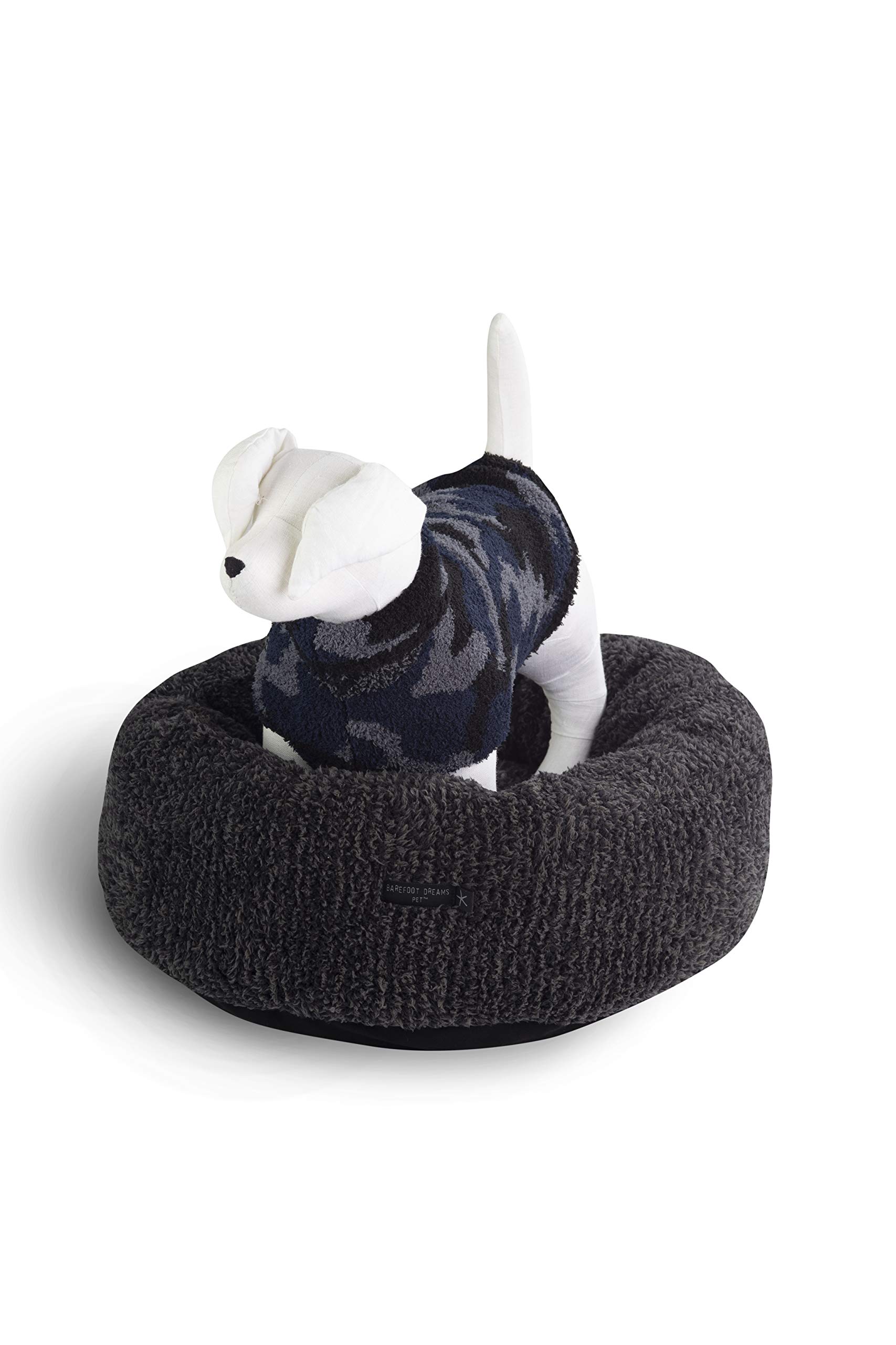 Barefoot Dreams CozyChic Round Pet Bed for Dogs - Large Carbon/Black, Ultra Soft & Washable - Perfect for Living Room, Bedroom, or Pet Nursery