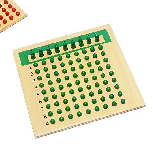Montessori Wooden Math Learning Toy - Multiplication & Division Bead Board for Kids | Early Childhood Educational Teaching Aid | Perfect for Homeschooling & Classroom Activities (Red & Green)