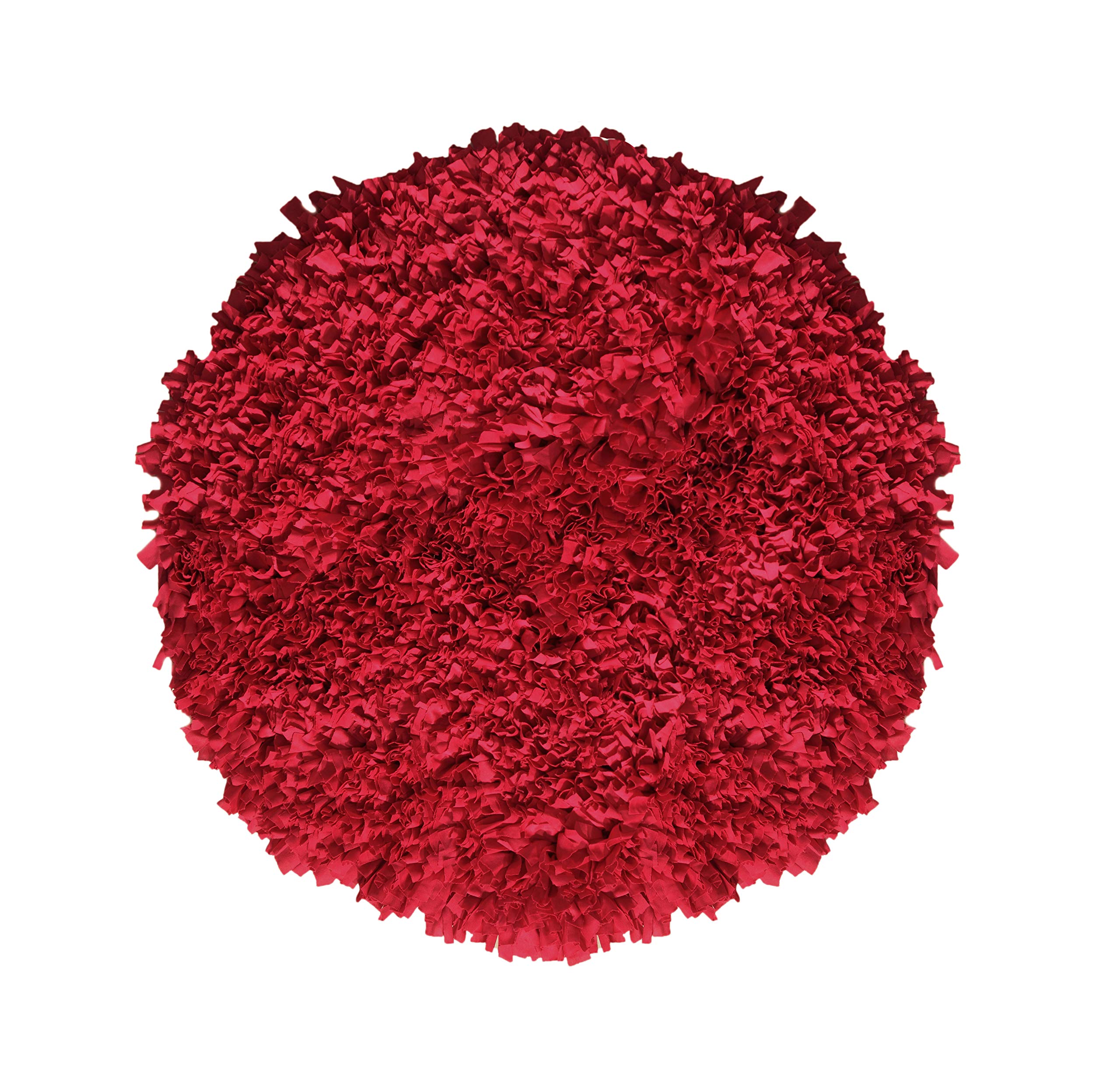Premium Soft Shaggy Jersey Rug for Living Room - Machine Washable, Non-Slip, Foldable Indoor Carpet - 3' Round Red Accent Rug - Perfect for Cozy Home Decor, Bedroom Floor Mat, and Kids Play Area