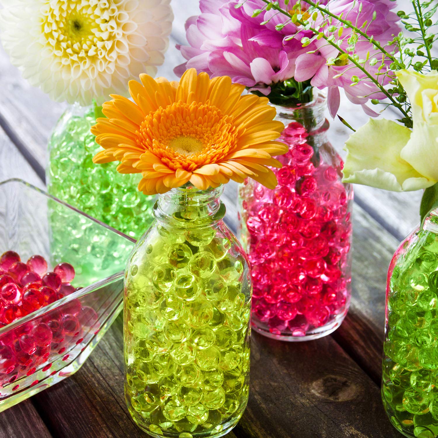 Hicarer 10000-Piece Rose Red Vase Filler Beads - Water Gel Beads & Growing Crystal Pearls for Wedding Centerpieces, Home Decor, Floral Arrangements, and DIY Crafts - Perfect for Parties, Events, and Tabletop Displays
