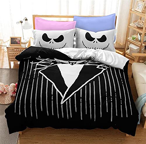 Nightmare Before Christmas Jack Skellington Bedding Set - Queen Size Duvet Cover, Comforter Cover & Pillowcases (No Comforter Included) | Halloween & Christmas Themed Bedroom Decor