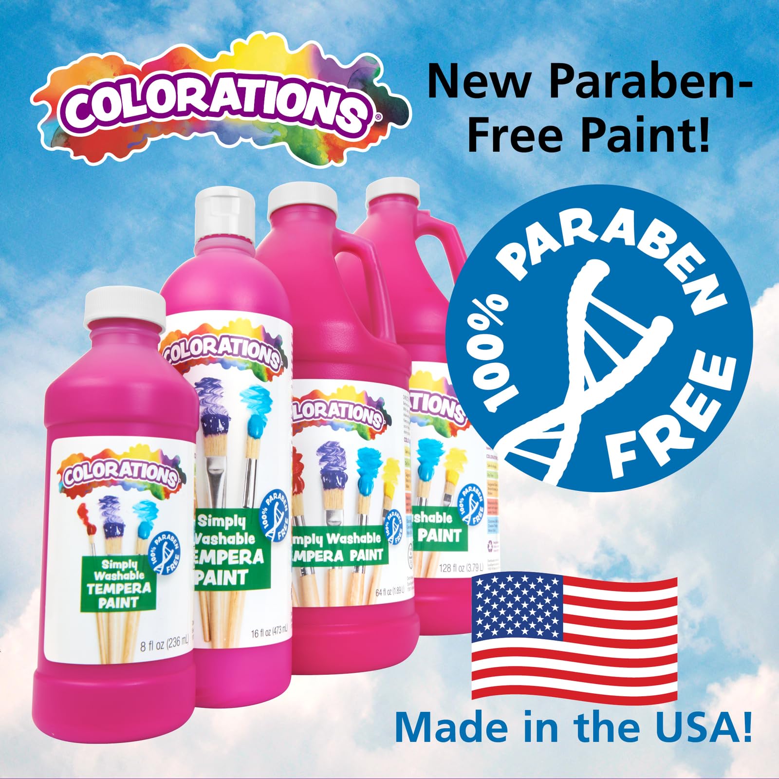 Colorations Washable Tempera Paint - 16 fl oz, Non-Toxic Yellow Kids Art Paint for Crafts & Hobbies | Bold & Vibrant Colors for Classroom, Home DIY Projects & Creative Fun