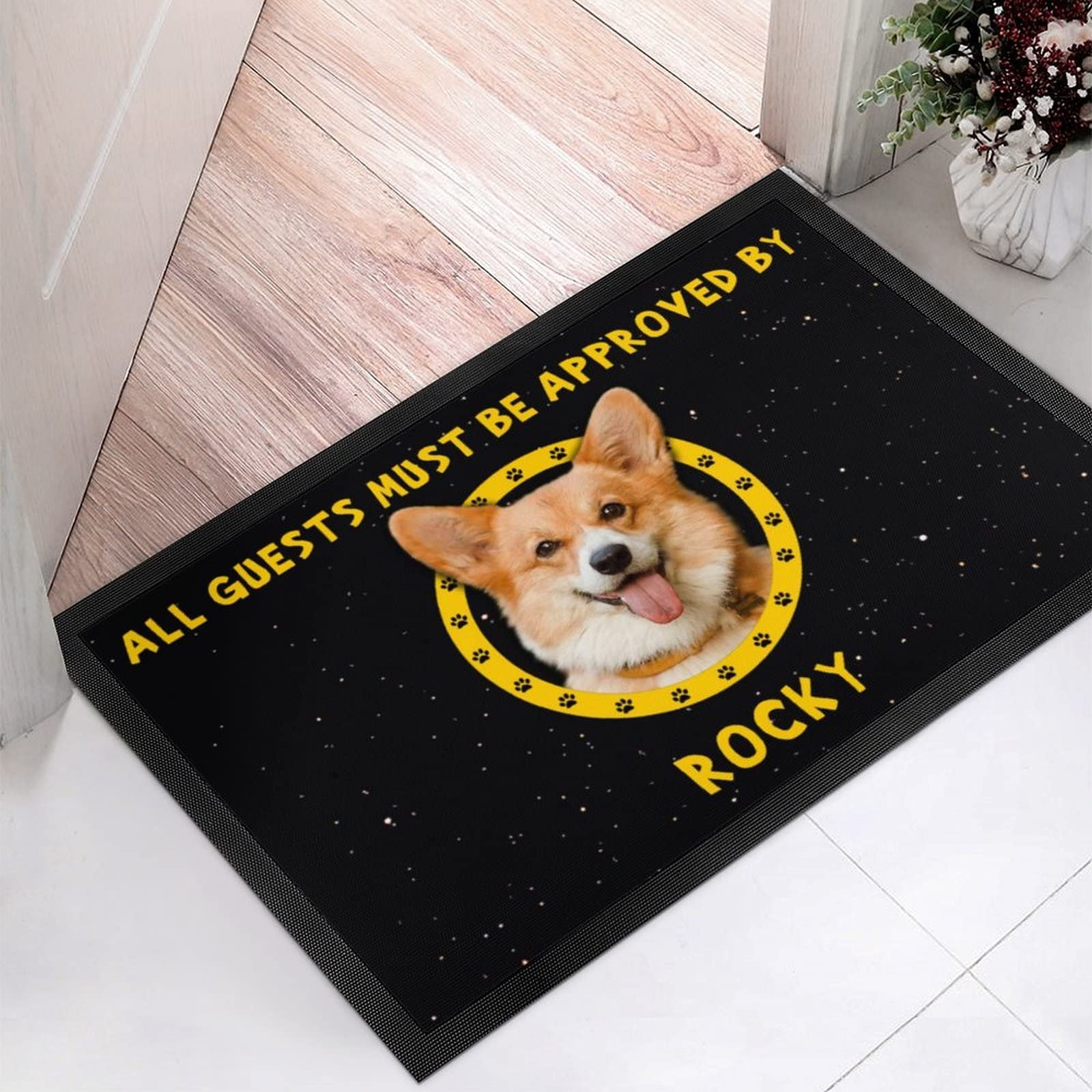 Funny Pet Welcome Doormat - Custom Pet Face Design, Non-Slip Rubber for Indoor/Outdoor Use - Perfect for Front Door, Bathroom & Kitchen - Great Personalized Gift for Pet Lovers (Ideal for Home Entryway, Patio & Pet-Friendly Spaces)