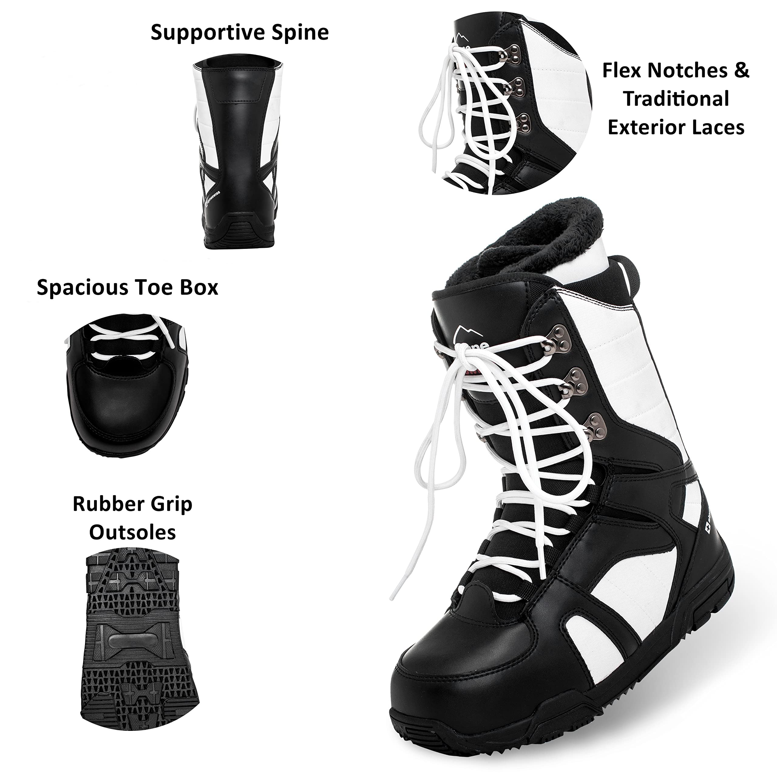 Alpine Swiss Men's Snowboard Boots - Waterproof Winter Snow Boots for Men - Warm & Durable for Skiing, Snowboarding & Outdoor Winter Activities