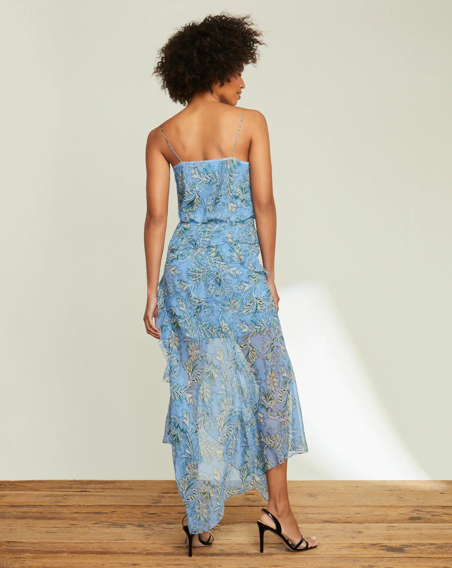 Avenel Floral Dress in Aero Blue Multi - Women's Summer Boho Maxi Dress for Beach, Vacation & Casual Wear