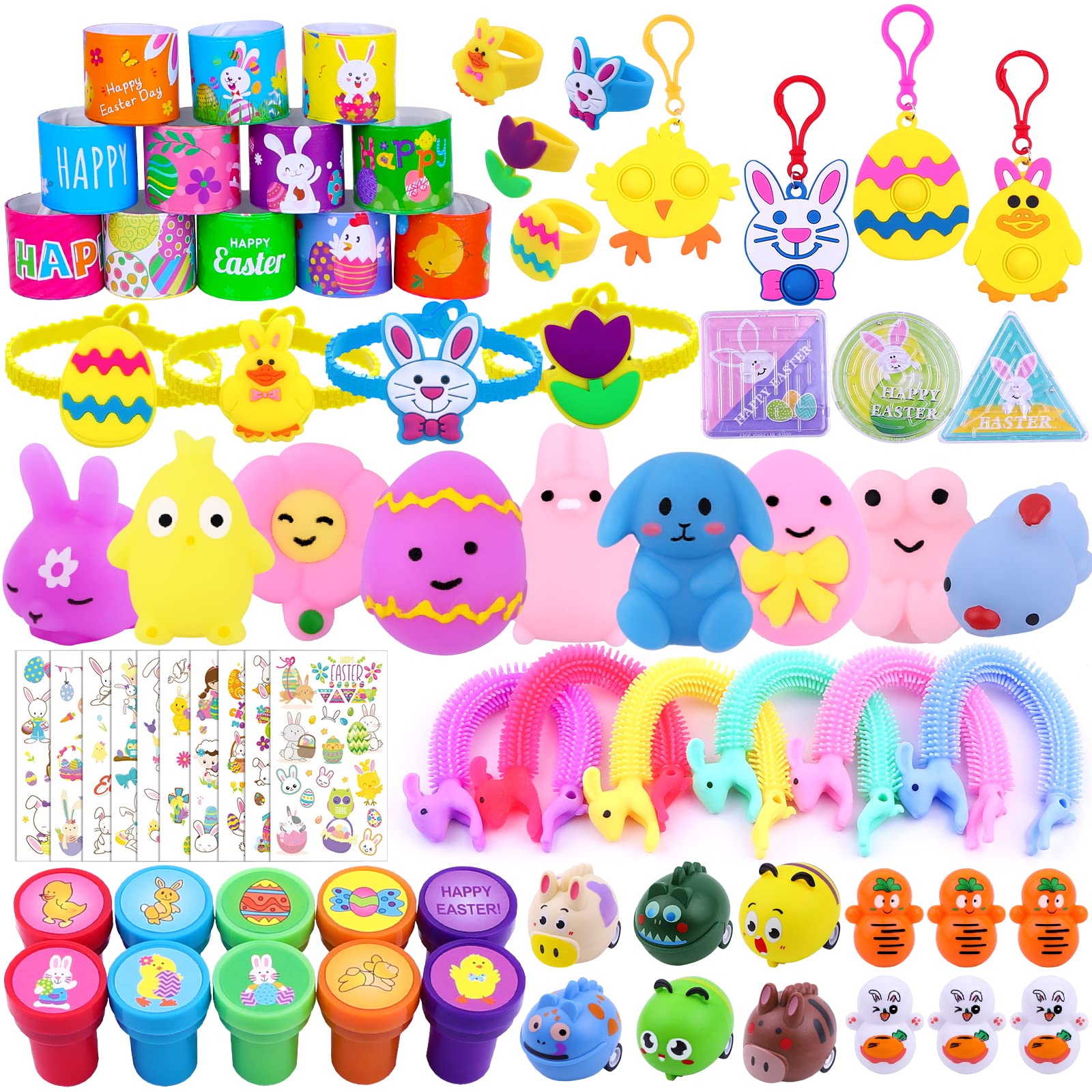 XIMISHOP 73PCS Easter Party Favors Bulk Assortment - Easter Egg Fillers, Basket Stuffers, Classroom Exchange Gifts for Kids & Girls - Easter Pinata Filler Goodie Bags - Perfect for Easter Celebrations, Classroom Activities & Party Favors