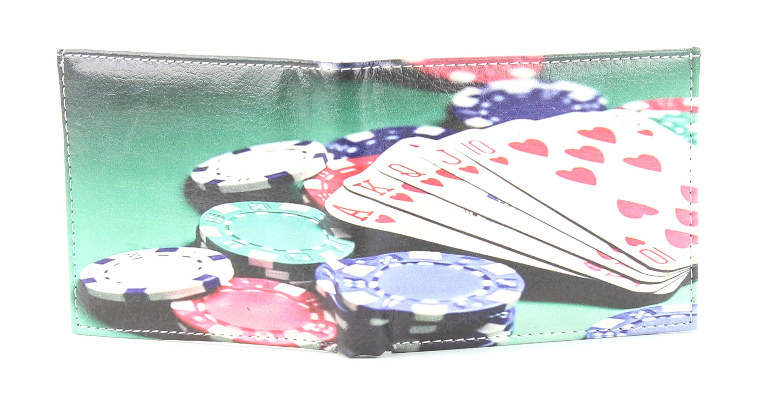 Vegan Leather Wallet for Men - Slim Bifold Vegas Poker Chips Casino Print Wallet with 2 ID Windows, 7 Card Slots & Cash Compartments | RFID Blocking | Gift Box Included | Perfect for Casino Nights, Travel & Everyday Use