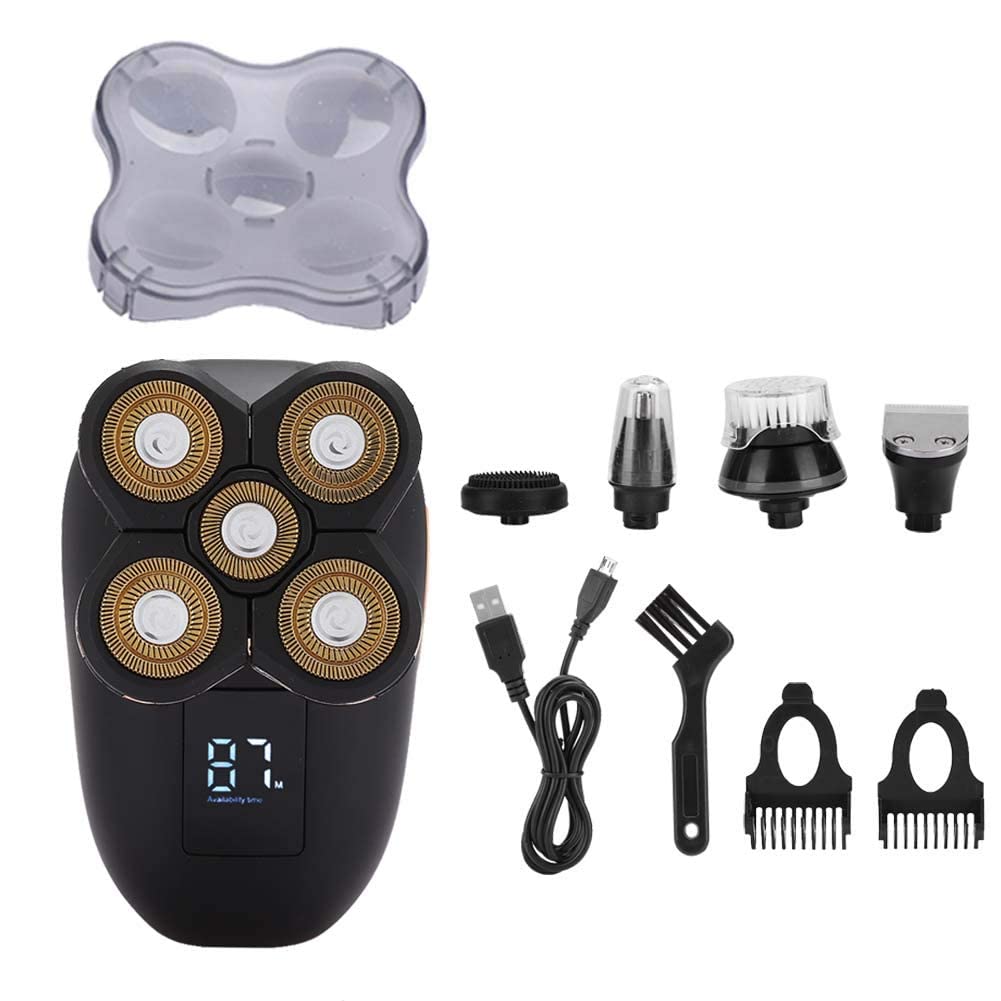 5-in-1 Electric Head Shaver for Bald Men - Wet/Dry Multifunctional Shaving Machine with Beard Trimmer & Safety Razor - Perfect for Travel, Gym and Daily Grooming Routine