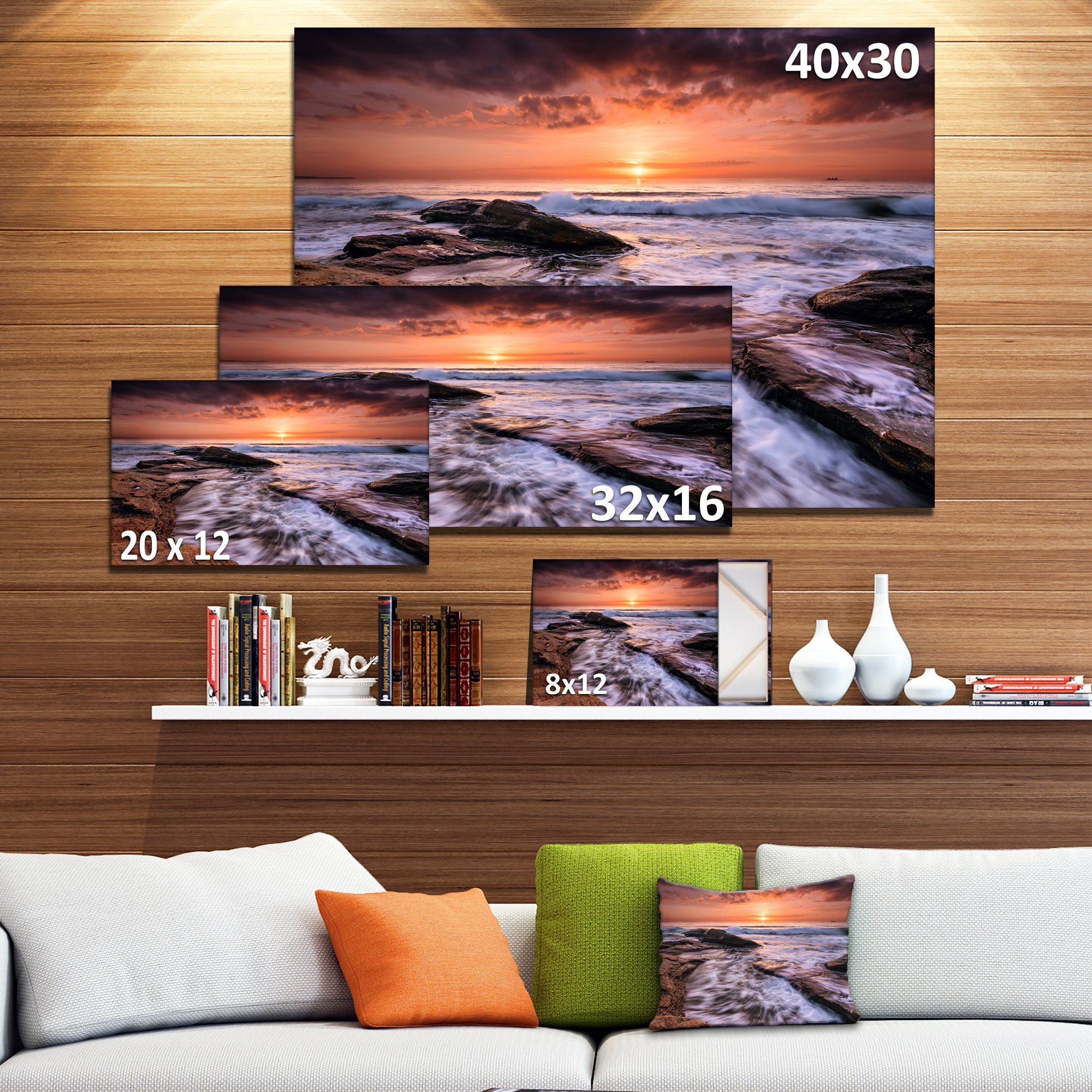 Waves Hitting Rocky Beach Burgas Bay Seashore Canvas Art Print - Coastal Wall Decor for Living Room, Bedroom & Office - Ocean Landscape Painting for Beach House & Seaside Theme Decor