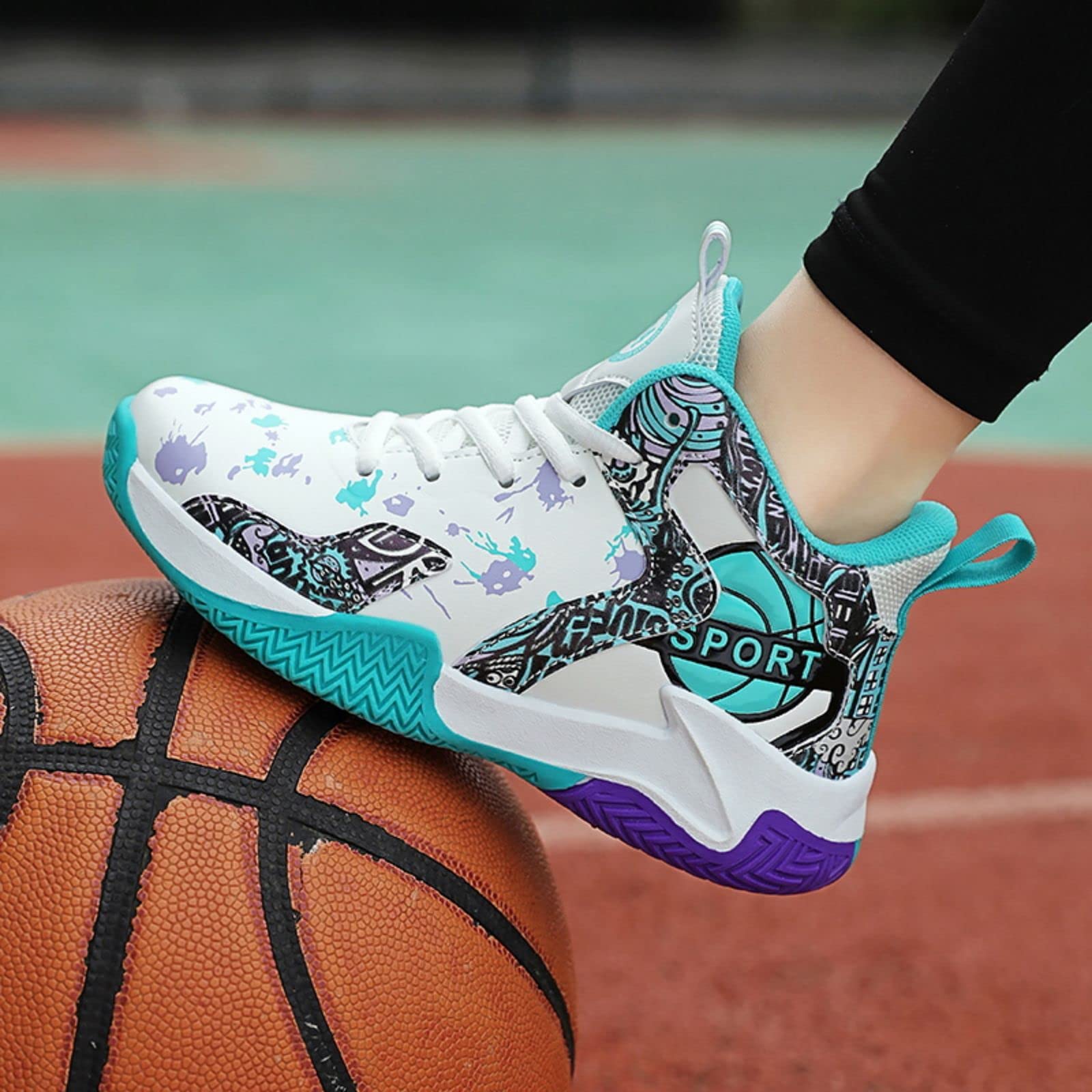 Non-Slip Kids Basketball Shoes for Boys & Girls - Lightweight, Breathable, High Traction for Indoor & Outdoor Play, Training, and School Sports