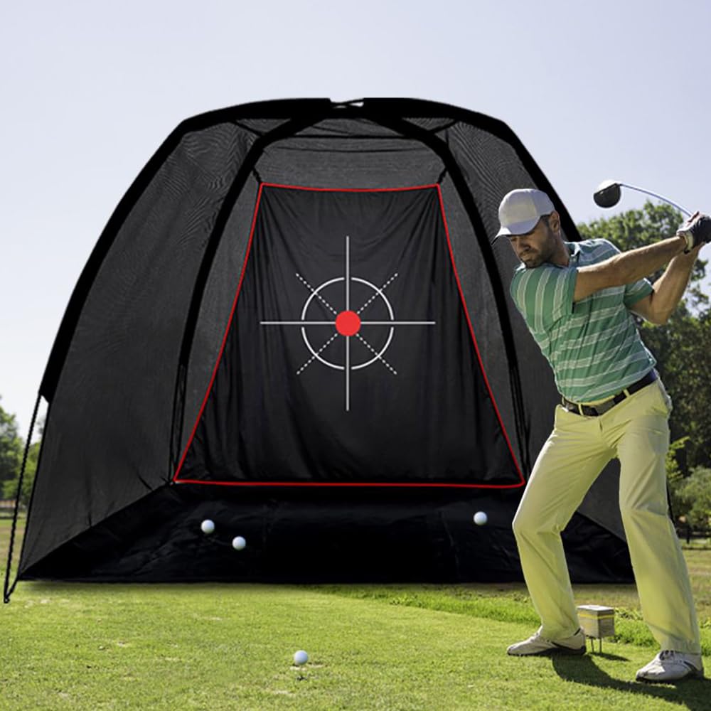 Premium Heavy Duty Golf Practice Hitting Net - Backyard & Indoor Driving Range with Durable Frame - Portable Golf Training Aid for Home Use | Perfect for Backyard Practice, Indoor Training & Swing Improvement