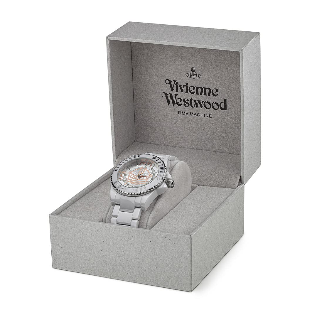 Vivienne Westwood Sloane Women's Quartz Watch with Glossy Ceramic Bracelet - Elegant Fashion Accessory for Office, Party & Everyday Wear