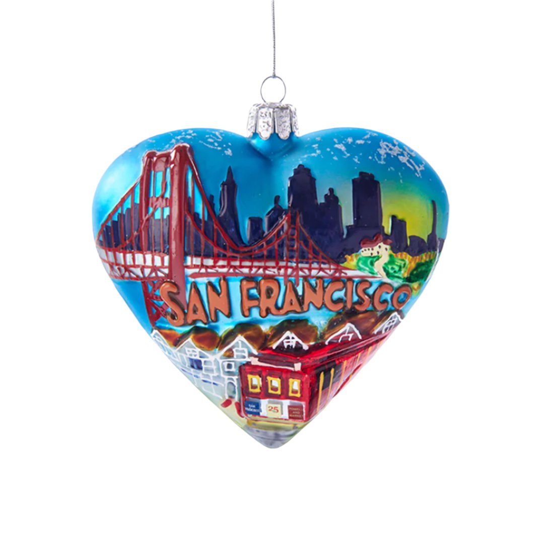 San Francisco Scenes Heart Ornament - Romantic Souvenir & Home Decor for Valentine's Day, Anniversary Gifts, and City-Themed Decorations | Perfect for Christmas Tree, Wall Hanging, and Travel Memories