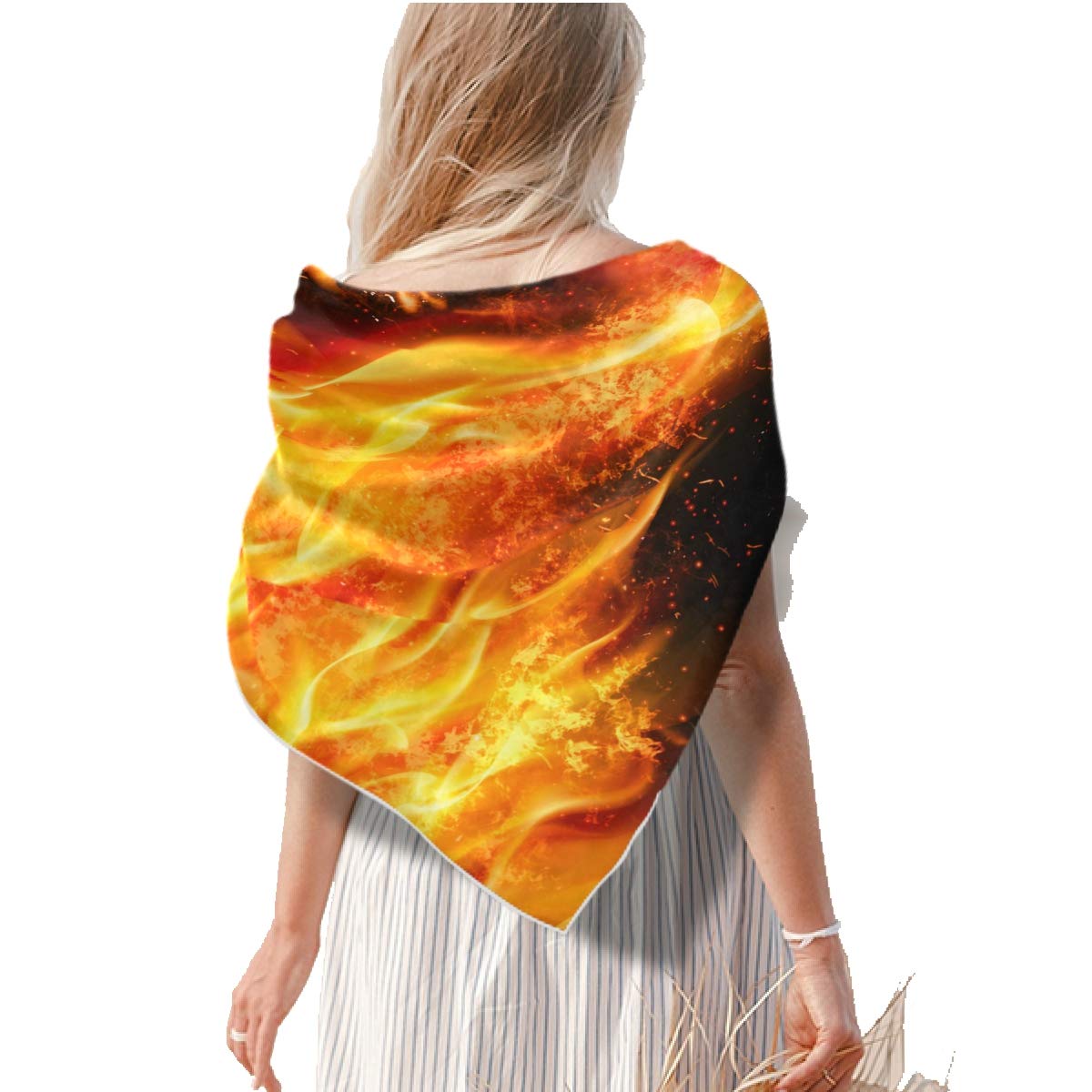 Square Hair Silk Scarf - Fire Dragon Head Neckerchief for Women, Soft Head Wrap for Sleeping, Travel, Yoga and Fashion Accessories
