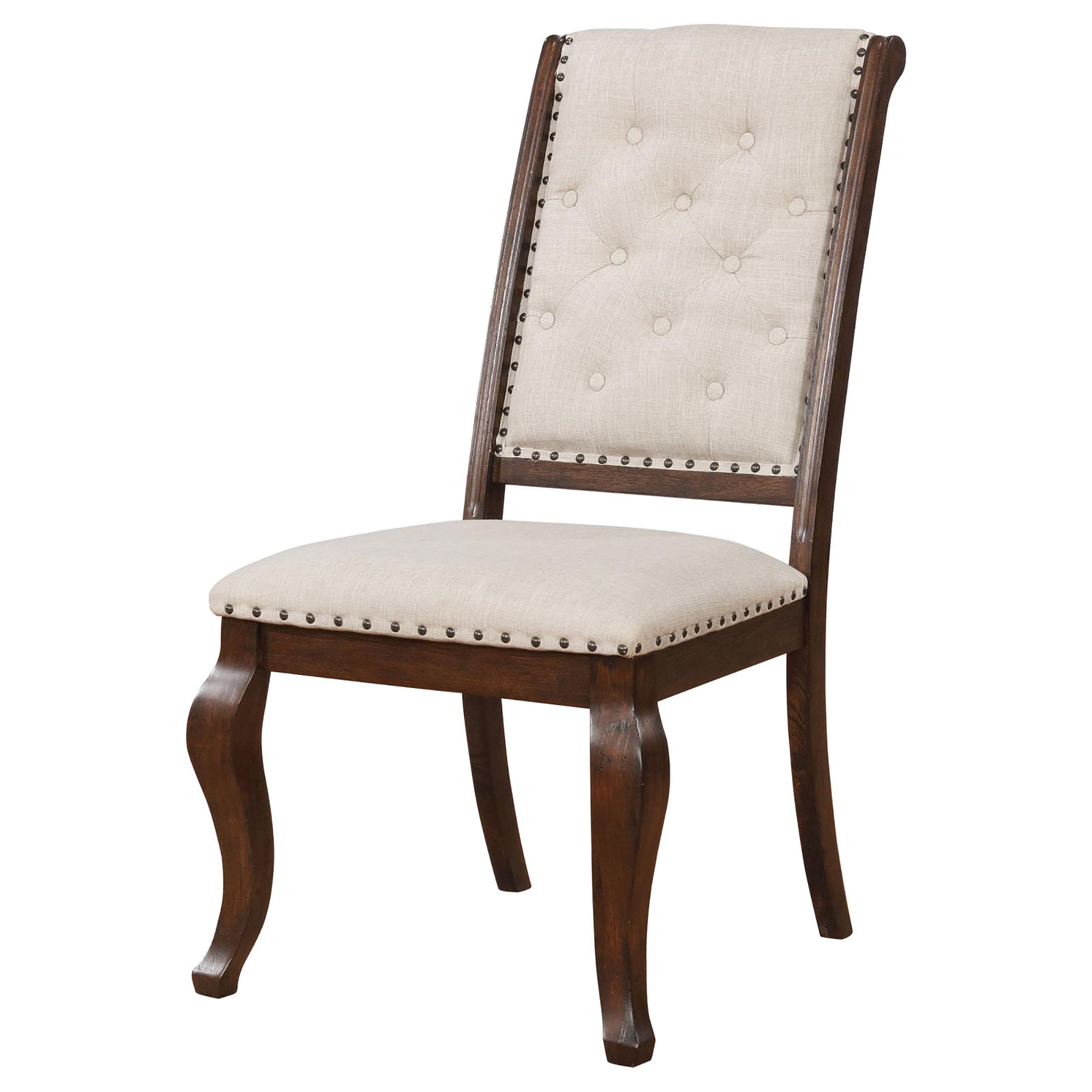 Antique Java Tufted Back Dining Chairs - Set of 2 Cream Upholstered Side Chairs for Elegant Dining Room, Kitchen or Breakfast Nook - Comfortable & Stylish Seating for Home Decor