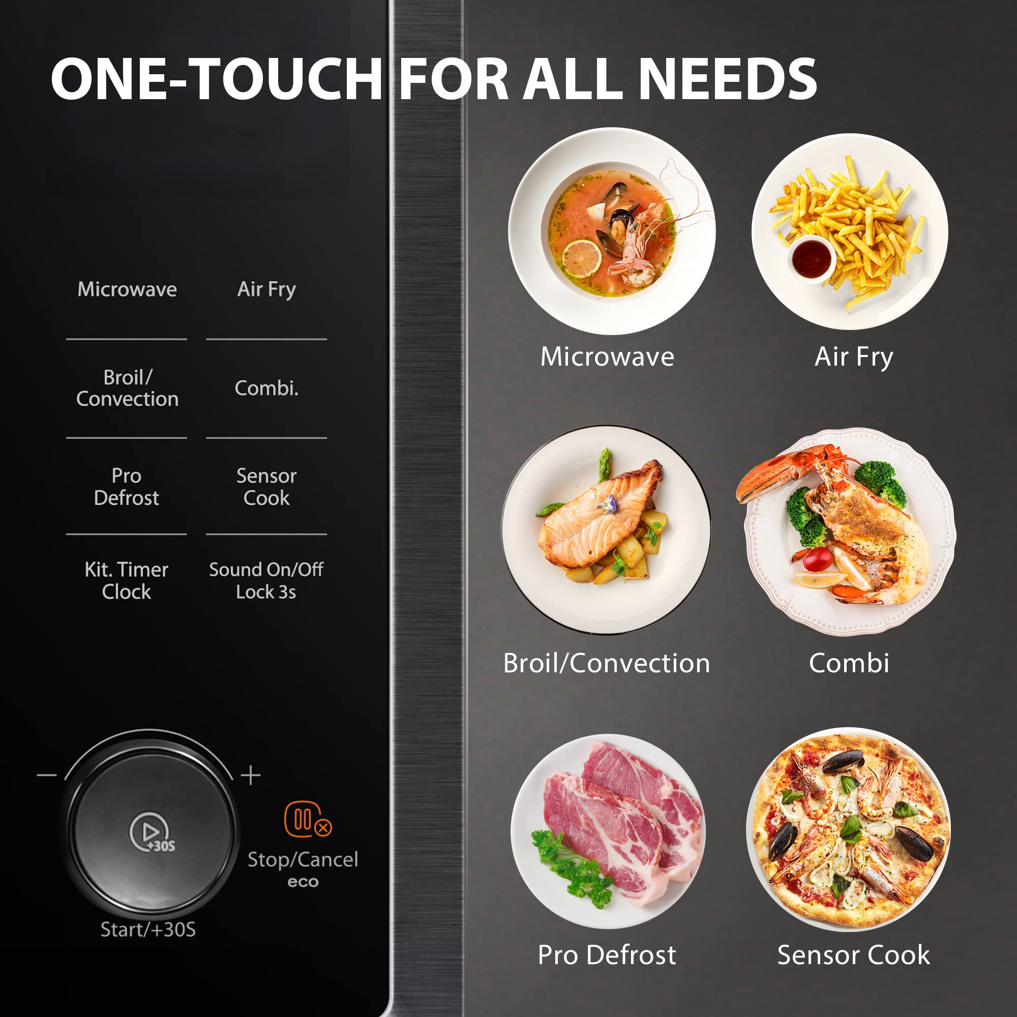 TOSHIBA 1.0 cu.ft Countertop Microwave Oven with Air Fryer Combo - 1000W Inverter Technology, Convection Cooking, Broil Function, Speedy Combi, Even Defrost, Humidity Sensor & Mute - 27 Auto Menus & 47 Recipes - Perfect for Small Kitchens, Dorms & Quick Meal Prep