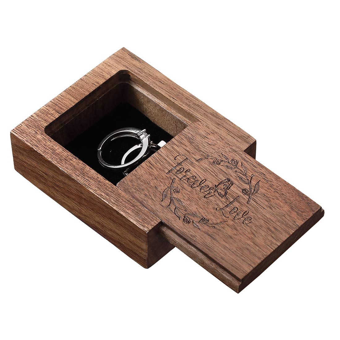 **Engraved Wooden Ring Box for Wedding & Engagement - Rustic Ring Bearer Holder, Ceremony Decor - Perfect for Proposals, Vows & Gift Giving**