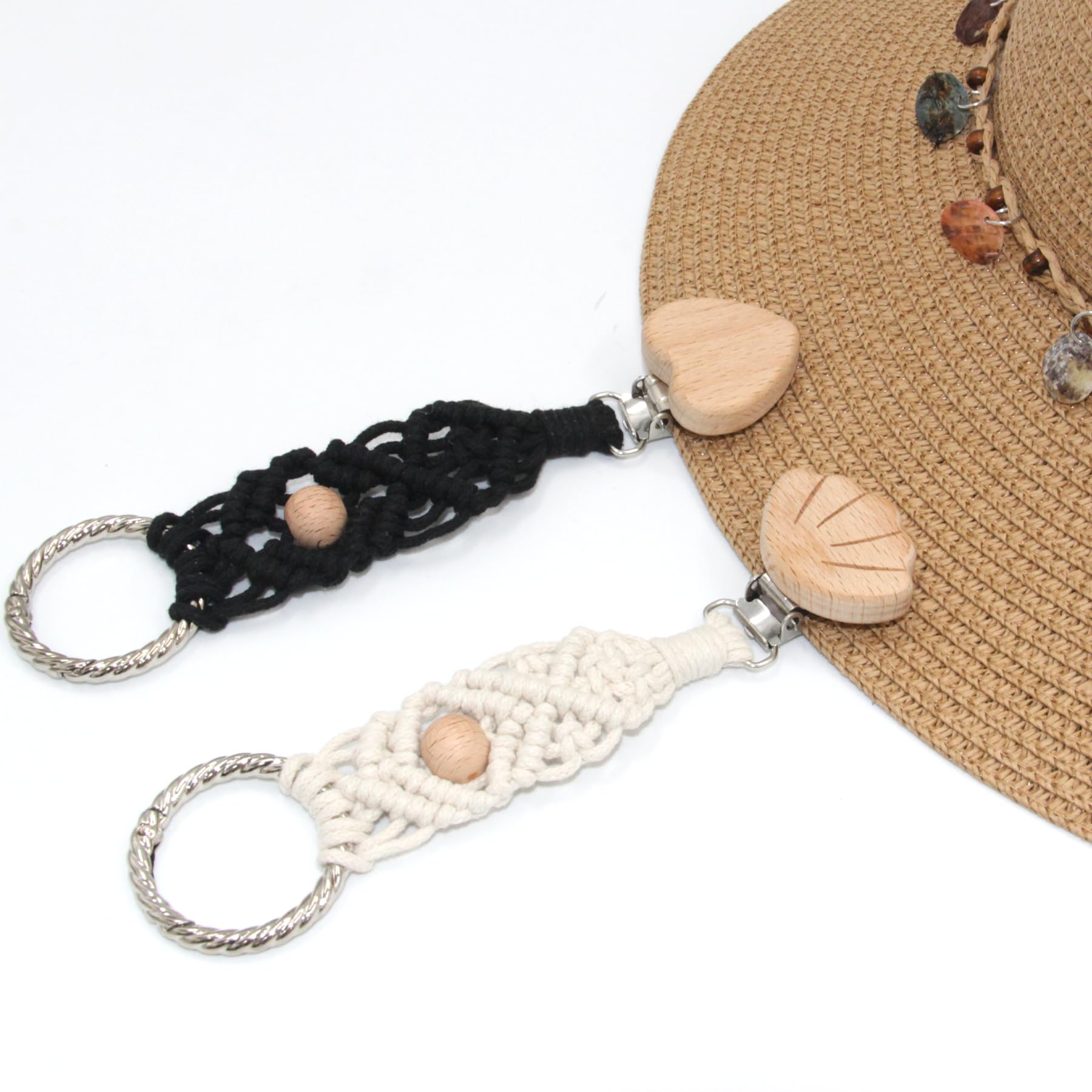 Boho Hat Clips for Travel & Beach - Adjustable Hat Holder for Tote Bags, Macrame Hat Carrier - Perfect Women's Travel Accessories for Vacation, Hiking & Outdoor Adventures