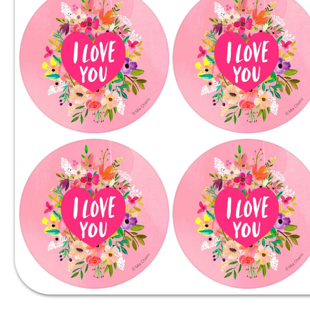 I Love You Flower Heart Wreath Planner Stickers - Scrapbooking, Bullet Journal & Crafting Decorative Stickers for DIY Projects, Wedding Invitations & Gift Wrapping