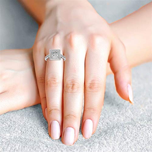 1.5 Carat Princess Cut Moissanite Vintage Solitaire Halo Engagement Ring - Wedding Band, Anniversary Promise Ring - Sterling Silver Jewelry Gift by Neerja Jewels - Perfect for Proposals, Weddings & Special Occasions