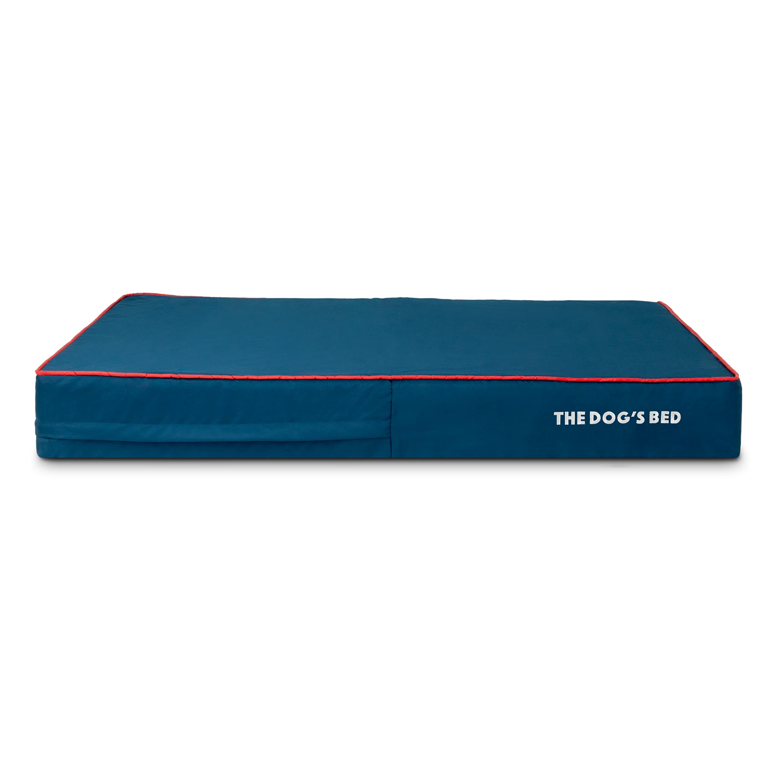 Washable Dog Bed Replacement Cover Only - Medium 34”x22”x4” Oxford Fabric Pet Bed Cover (Blue with Red Piping) | Fits Standard Dog Beds | Perfect for Home, Crate & Travel Use