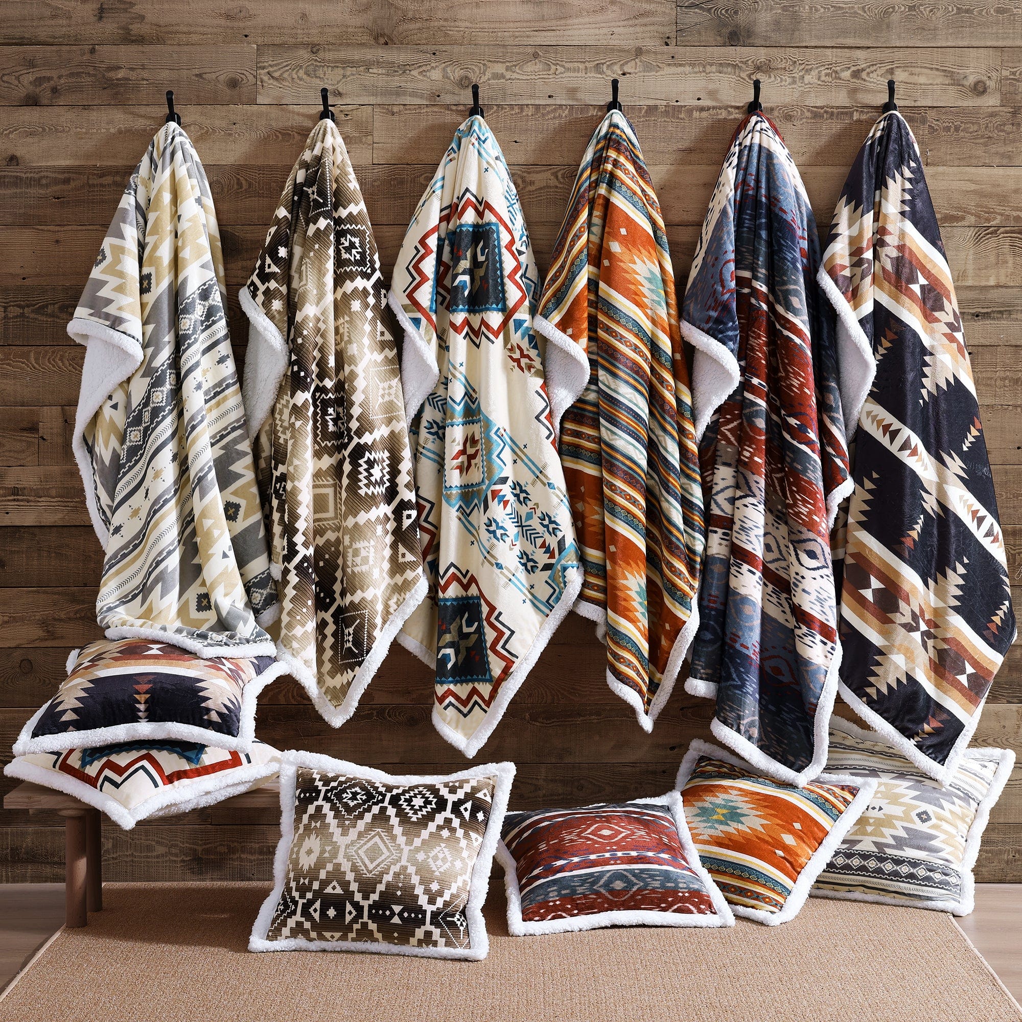 Desert Sage Campfire Sherpa Throw Blanket - Ultra Soft Warm Flannel Fleece for Cozy Indoor/Outdoor Use - Perfect for Camping, Picnics, Sofa & Bed