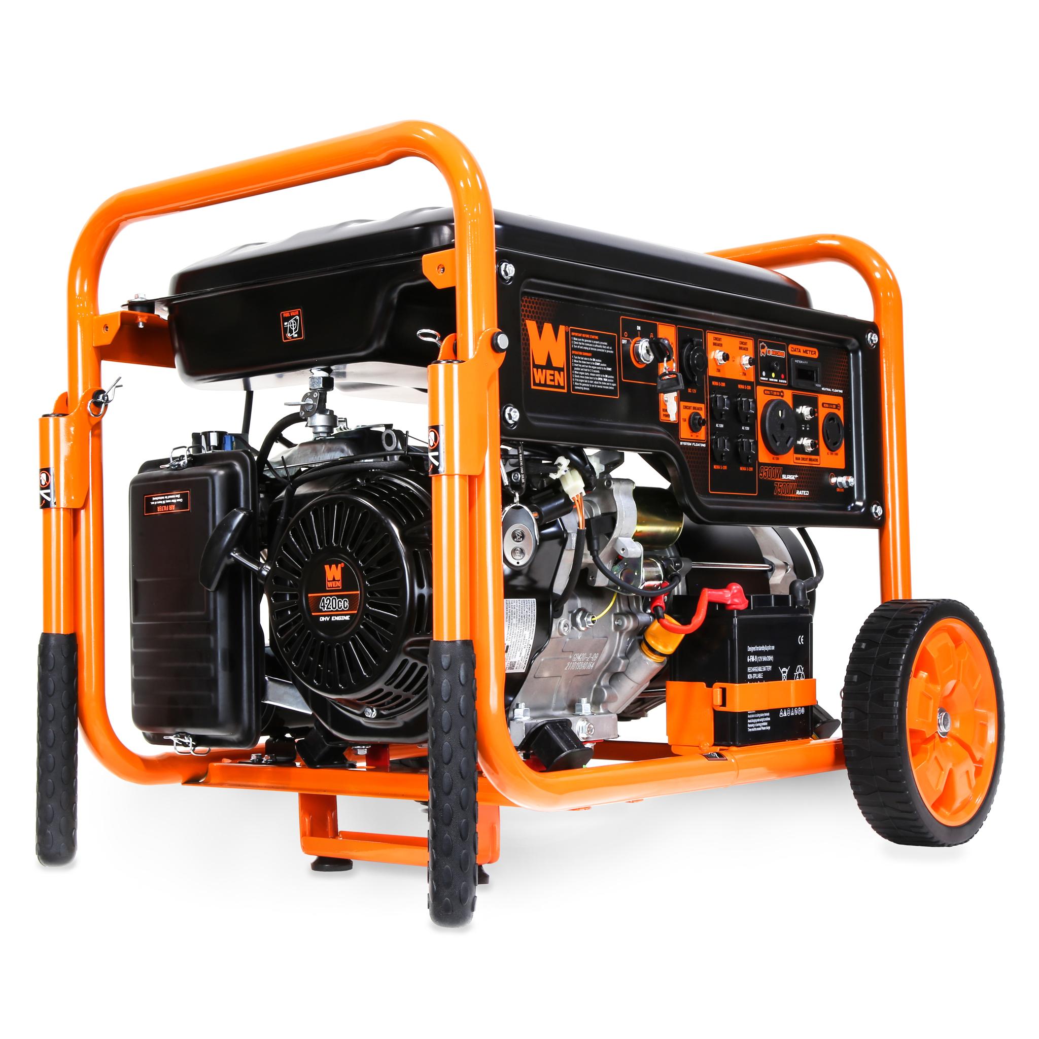 WEN GN9500X 9500-Watt 420cc Portable Generator with Transfer Switch - RV Ready 120V/240V, Remote Electric Start & CO Shutdown Sensor - Ideal for Home Backup Power, Camping & Emergency Use