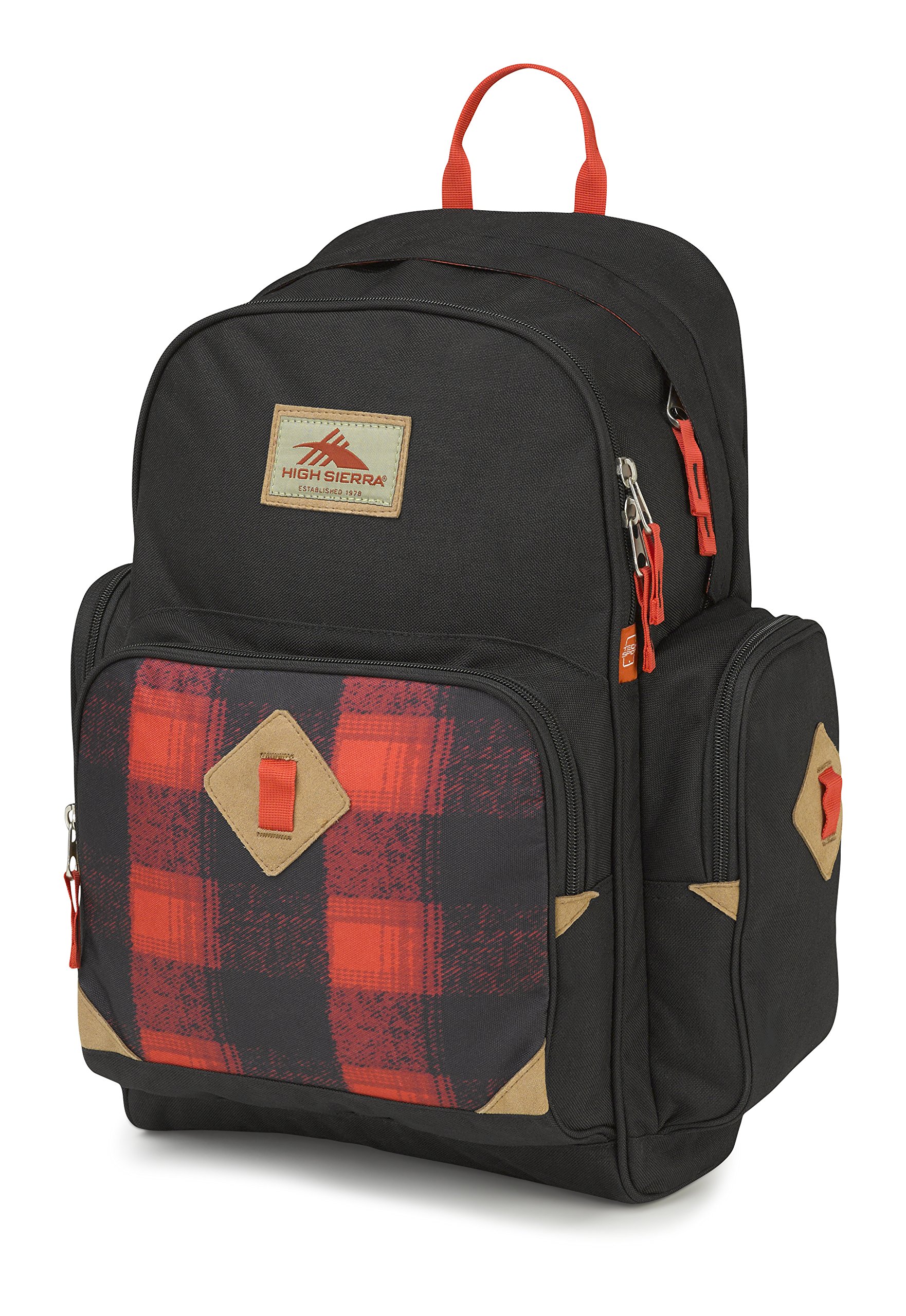 High Sierra Warren Backpack - Durable Laptop Backpack for School & Travel, Black/Buffalo Plaid, One Size - Perfect for College Students, Hiking & Daily Commute