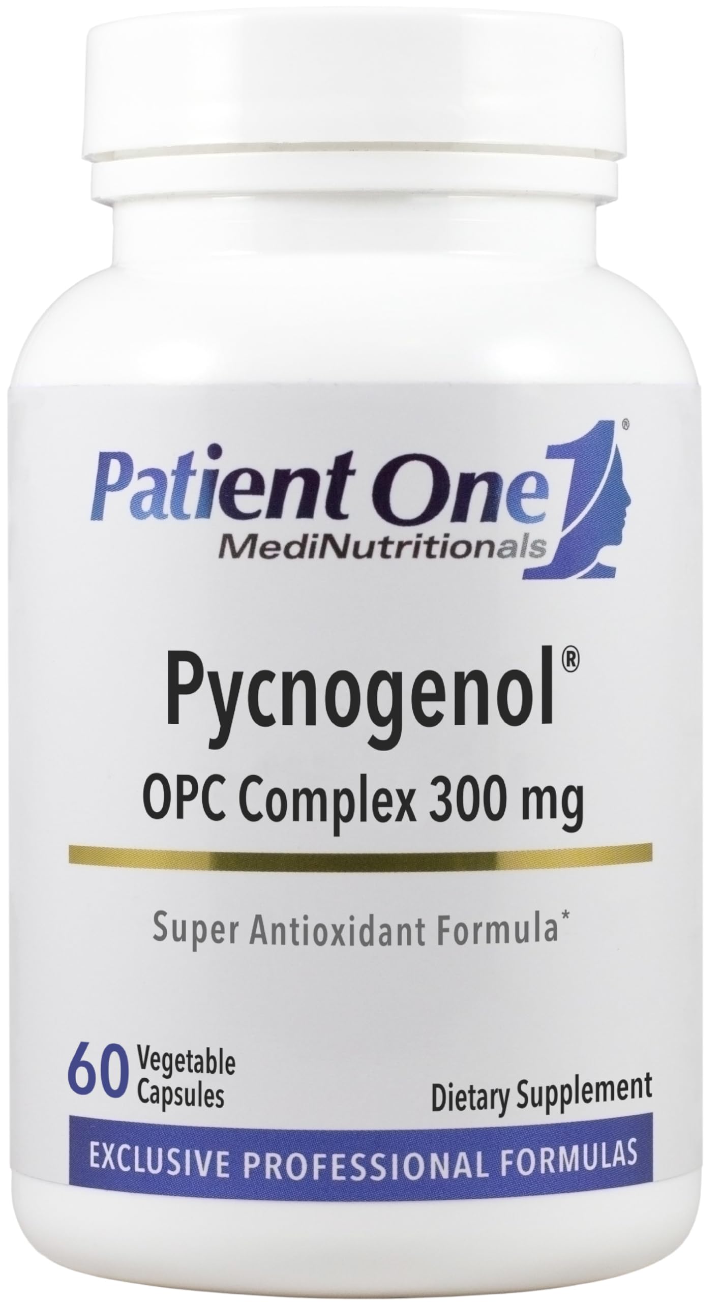 Patient One Pycnogenol OPC Complex 300mg | Vascular Health & Anti-Aging Supplement with French Maritime Pine Bark Extract | 60 Vegan Capsules | Supports Circulation, Skin Elasticity & Cognitive Function | Ideal for Active Adults & Seniors