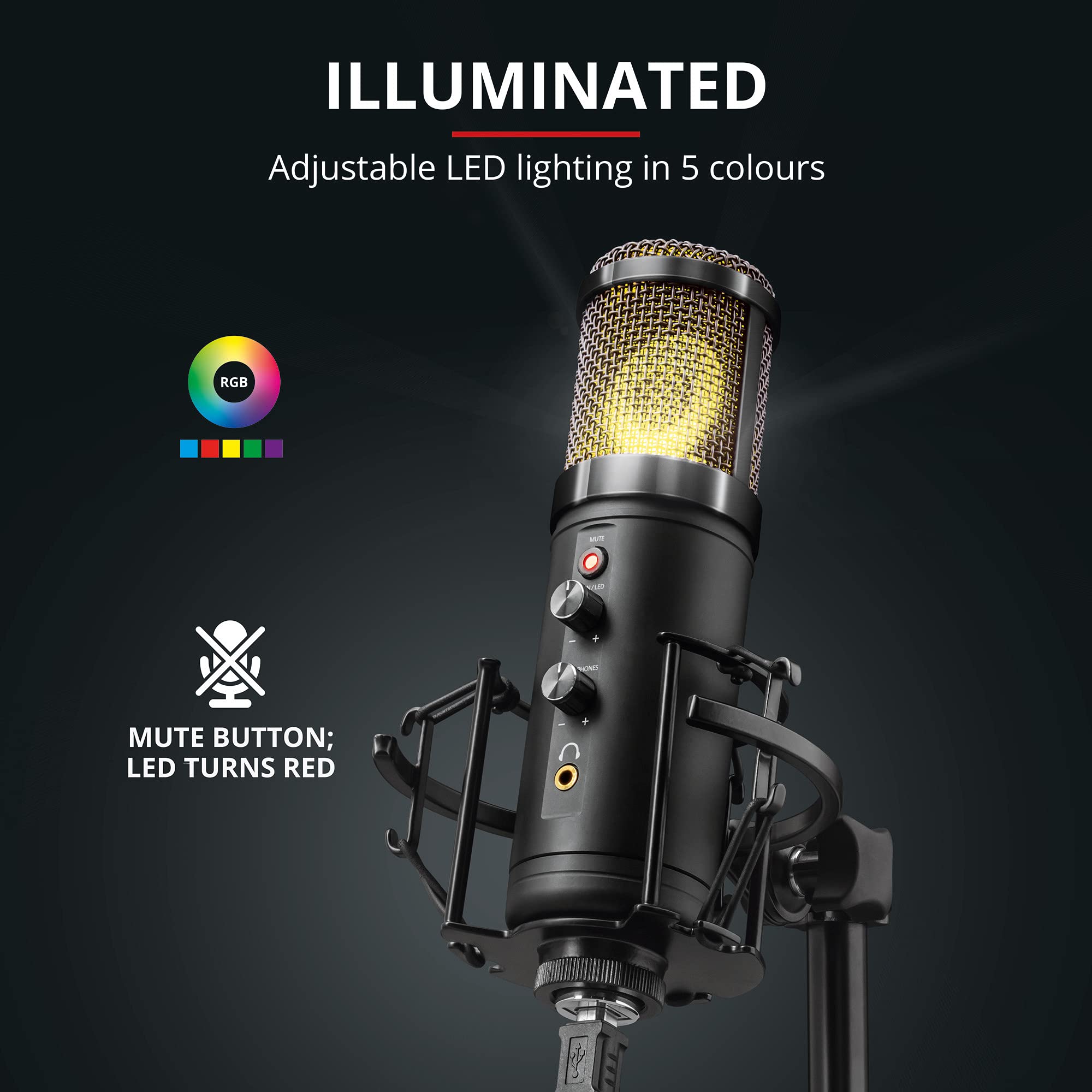Trust Gaming GXT 256 Exxo USB Streaming Microphone with Shock Mount & Pop Filter, Cardioid Pattern - PC, PS4, PS5, Vlog, Podcasting (Black) - Perfect for Home Studios, Live Streaming & Content Creation