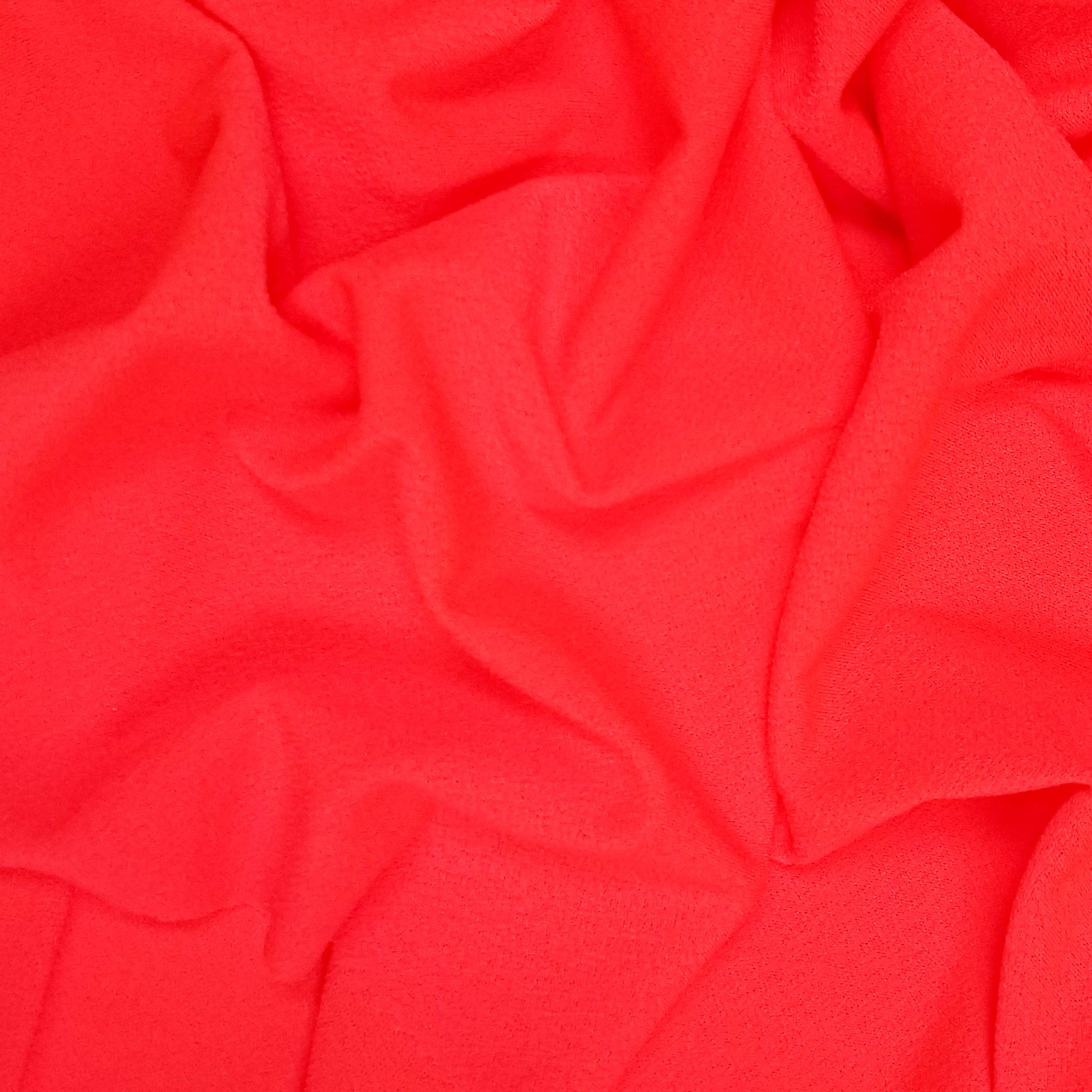 Vibrant Coral Neon Solid ITY Heavy Stretch Moss Crepe Fabric - 215GSM for Dresses, Skirts & Activewear