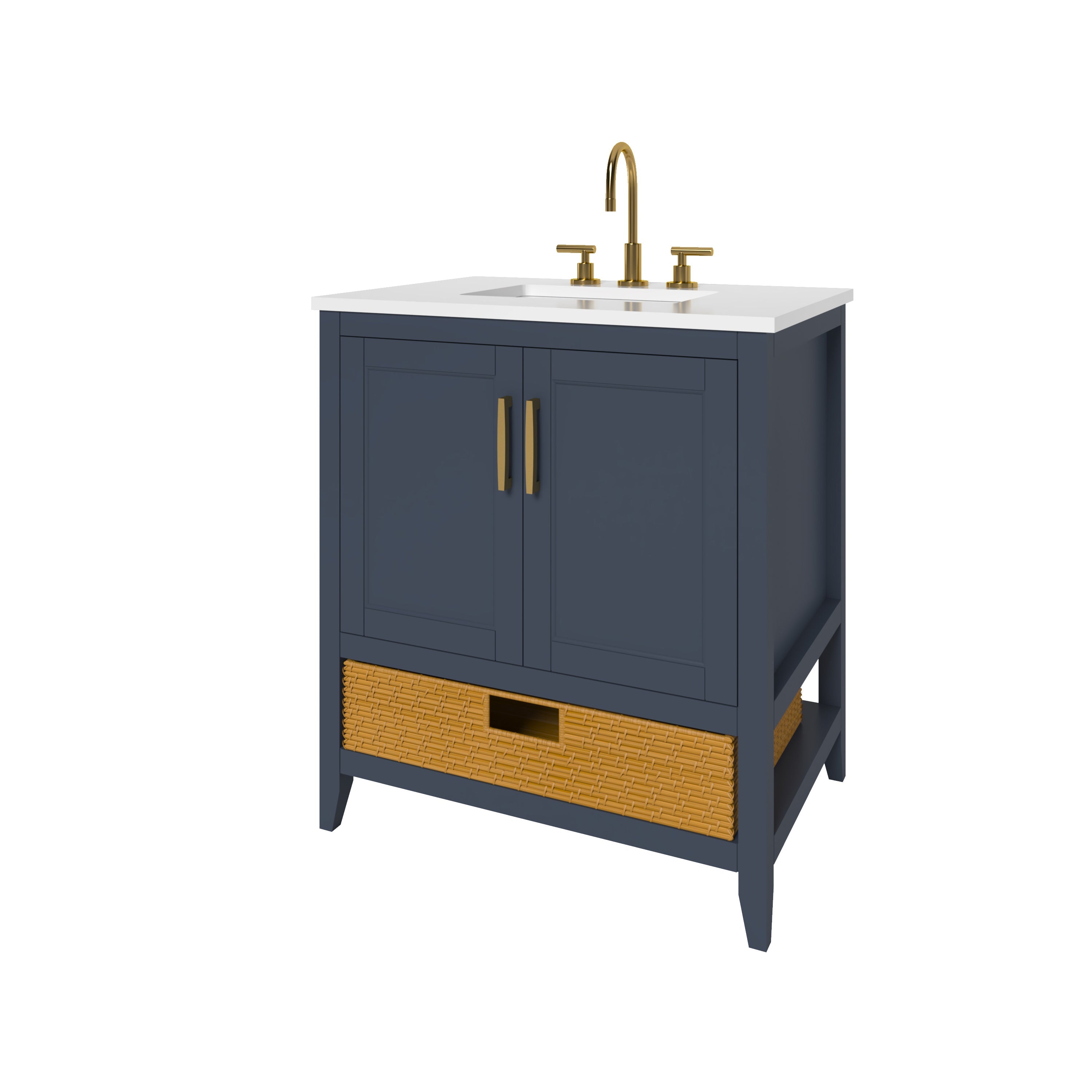 Nermé New York 29.5 Inch Blue Bathroom Vanity Cabinet - Modern Bathroom Storage Solution for Small Spaces, Apartments & Powder Rooms
