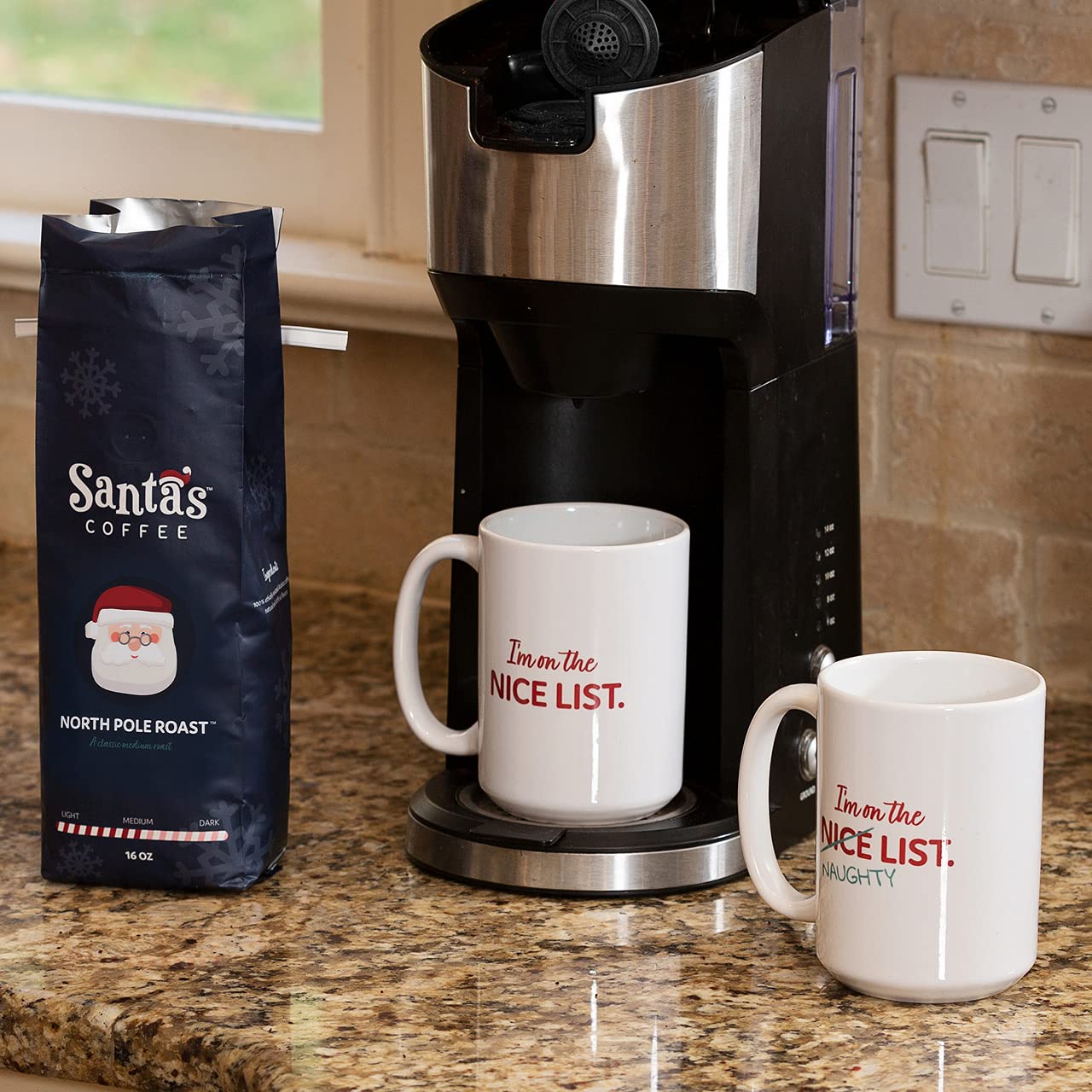 Naughty and Nice List Coffee Mug Set with Medium Roast Coffee - Perfect Holiday Gift for Christmas, Office, or Secret Santa Exchange