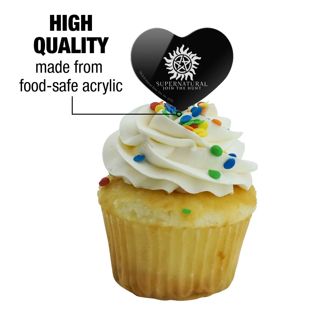 Supernatural Anti-Possession Symbol Heart Love Cupcake Toppers - Set of 6 for Halloween, Birthday Party & Gothic Wedding Decorations