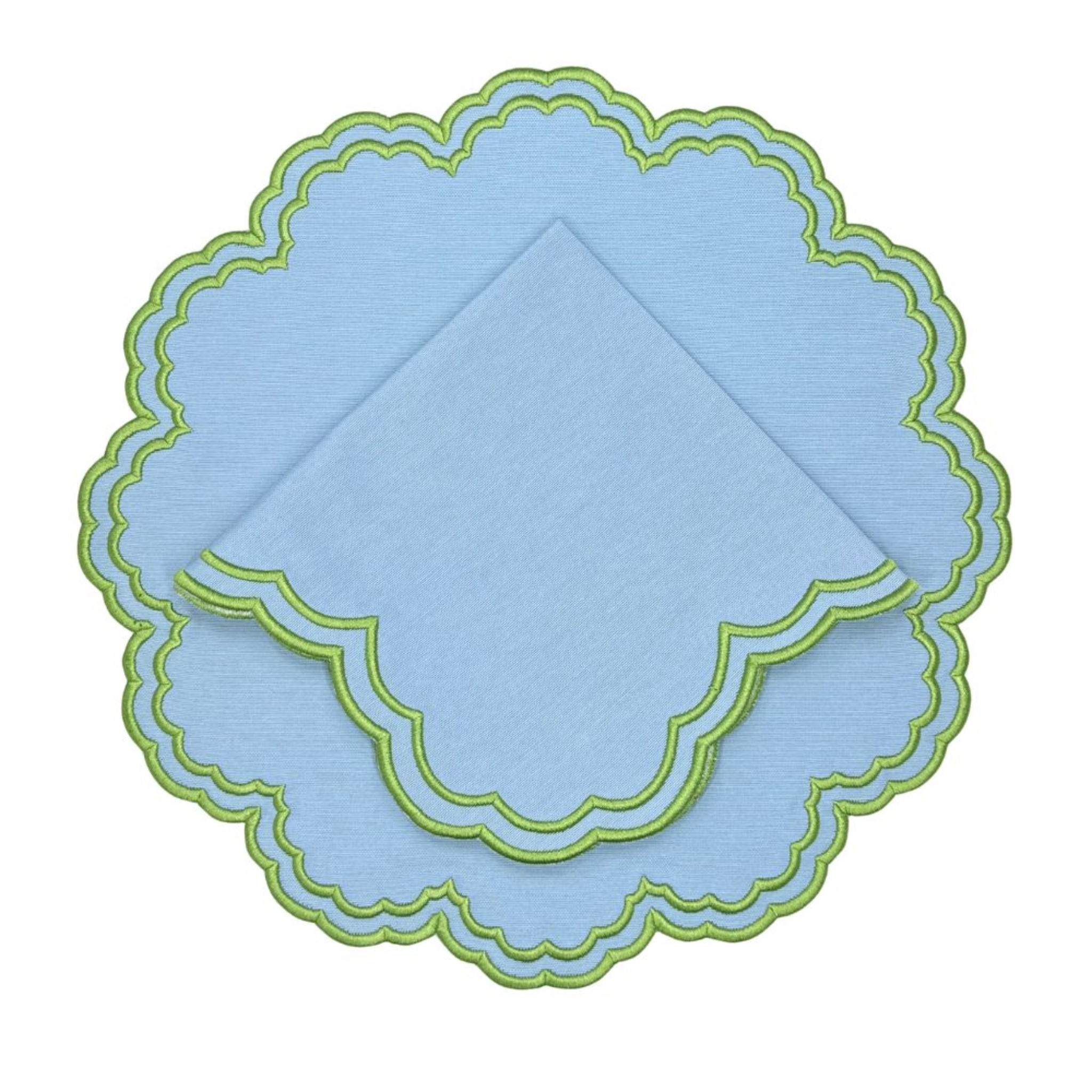 Bettina Blue & Green Napkins Set of 4 - Premium Cotton Table Linens for Dinner Parties, Weddings & Home Decor