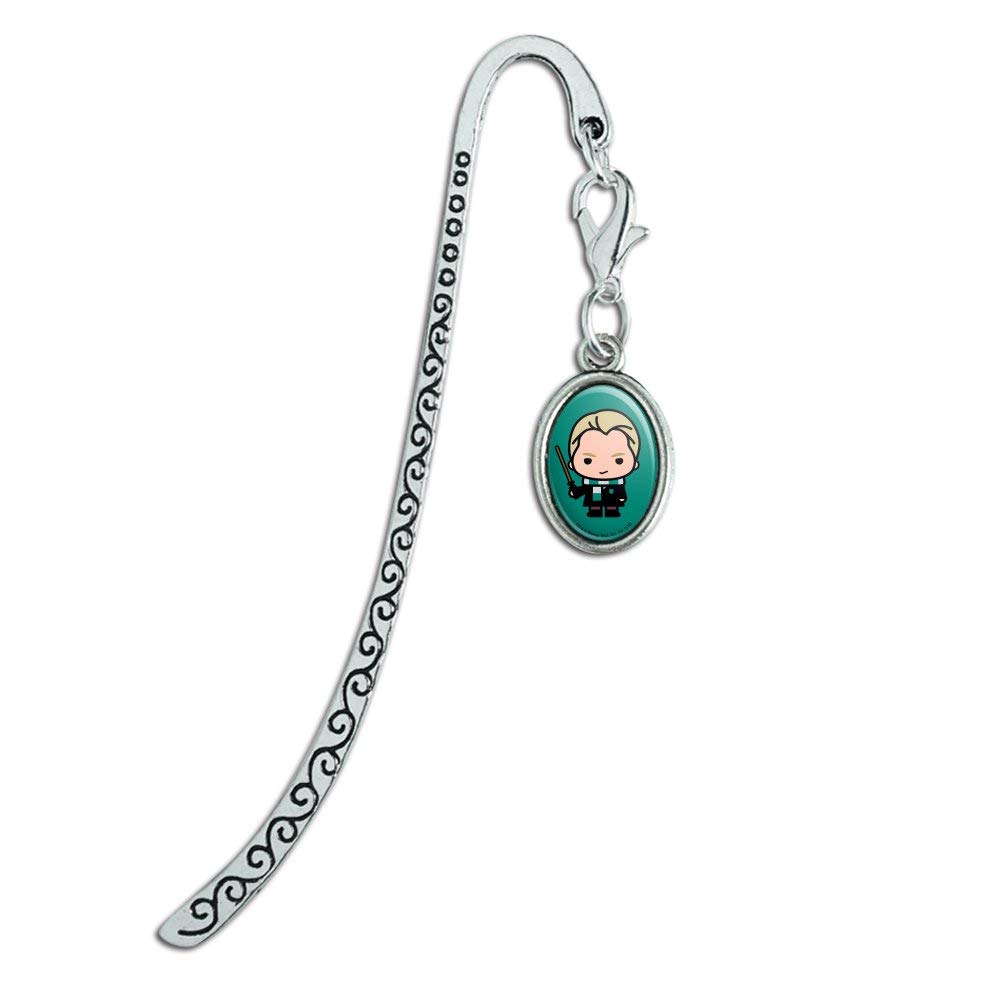 Harry Potter Draco Malfoy Chibi Metal Bookmark - Cute Character Page Marker with Oval Charm - Perfect for Book Lovers & Collectors