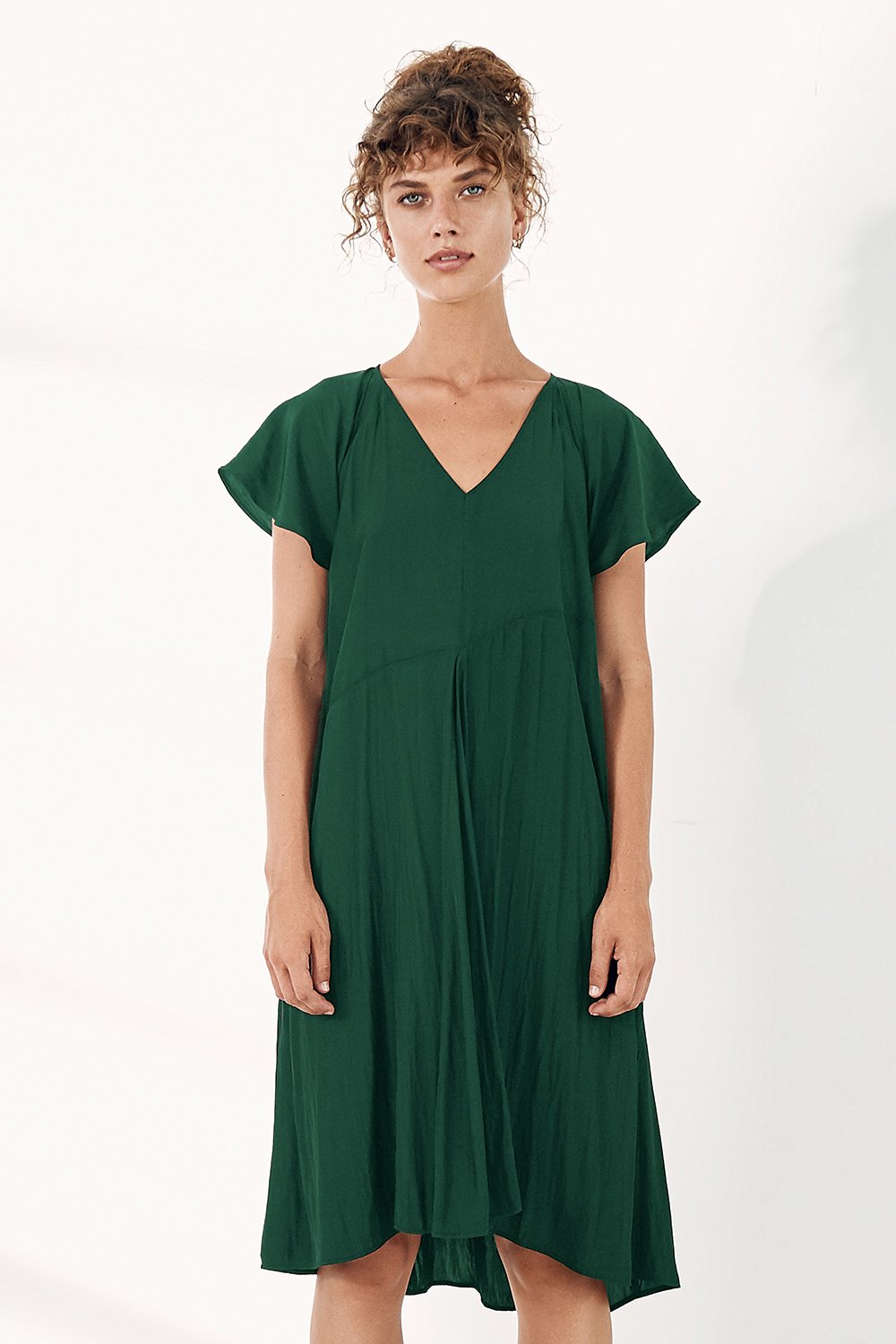 Emerald Green Floral A-Line Dress for Women - Elegant Party & Evening Gown for Special Occasions