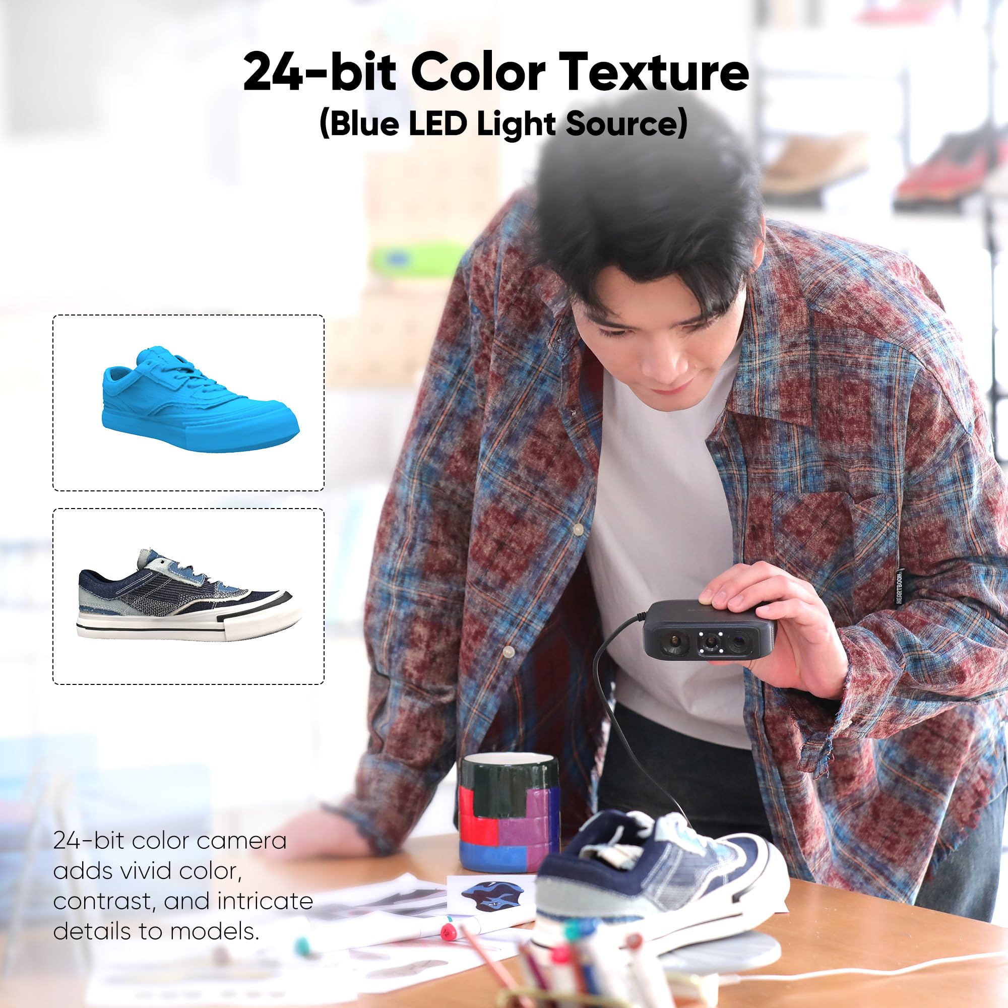 High-Precision 3D Scanner for 3D Printing - 0.03mm Accuracy Handheld 3D Model Scanner with 24-Bit Color Camera & Anti-Shake Lens - Windows/MacOS Compatible - Perfect for Product Design, Reverse Engineering & 3D Printing Projects (Moose Standard Model)