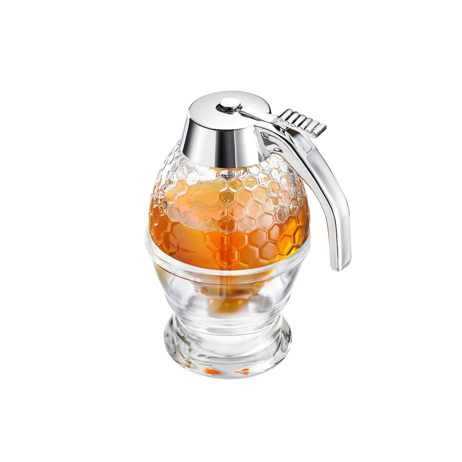 Westmark Honey Dispenser Deluxe - 200 mL/6.8 oz Clear Glass Honey Drizzler with Drip-Free Spout | Perfect for Tea, Coffee, Pancakes & Baking | Kitchen & Breakfast Essential