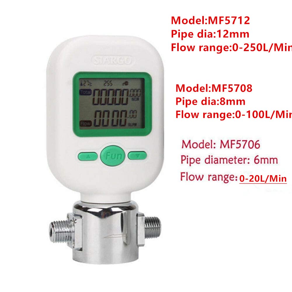 Digital Gas Flow Meter Tester - Portable Mass Air/Nitrogen/Oxygen Flow Rate Meter (0-20L/min, Model MF5706) for HVAC, Industrial Gas Monitoring & Laboratory Applications