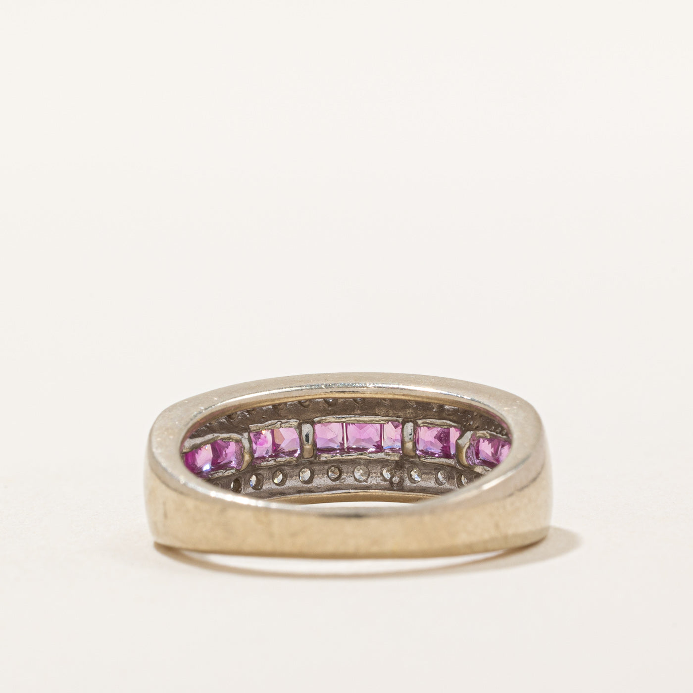 Elegant Three Row Ruby & Diamond Ring - 0.66ctw Ruby & 0.08ctw Diamond - Size 5.5 - Perfect for Anniversary, Engagement & Special Occasions