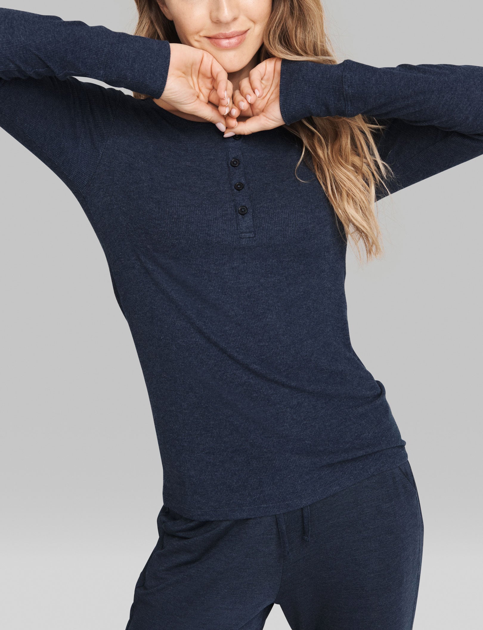 Women's Casual Henley Long Sleeve Shirt - Soft Cotton Relaxed Fit T-Shirt for Lounge, Sleep & Everyday Wear