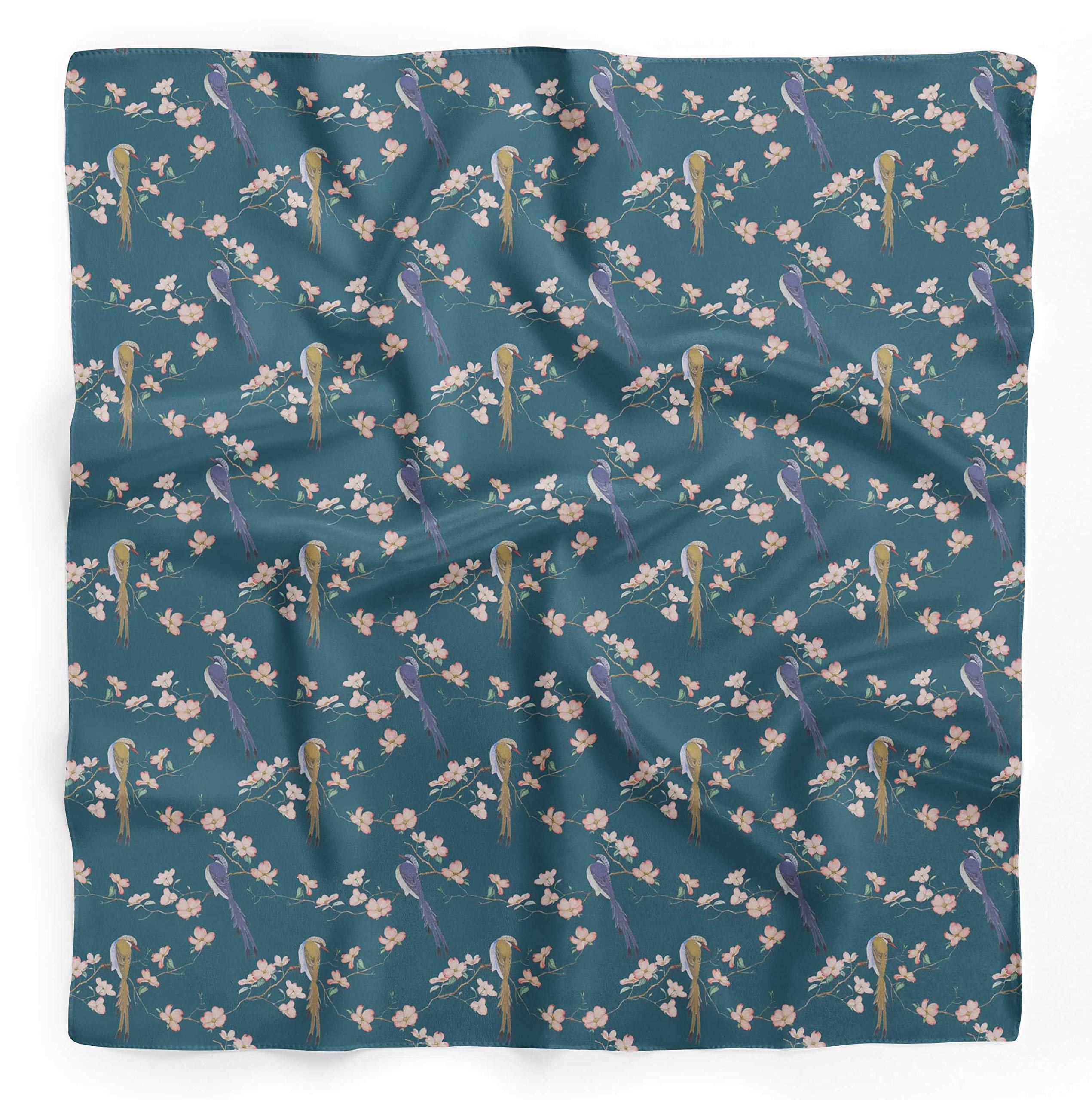 Bimba Printed Pure Silk Scarf - Women's Fashion Hair Neck Head Bandana Wrap - Elegant Accessory for Work, Party & Travel
