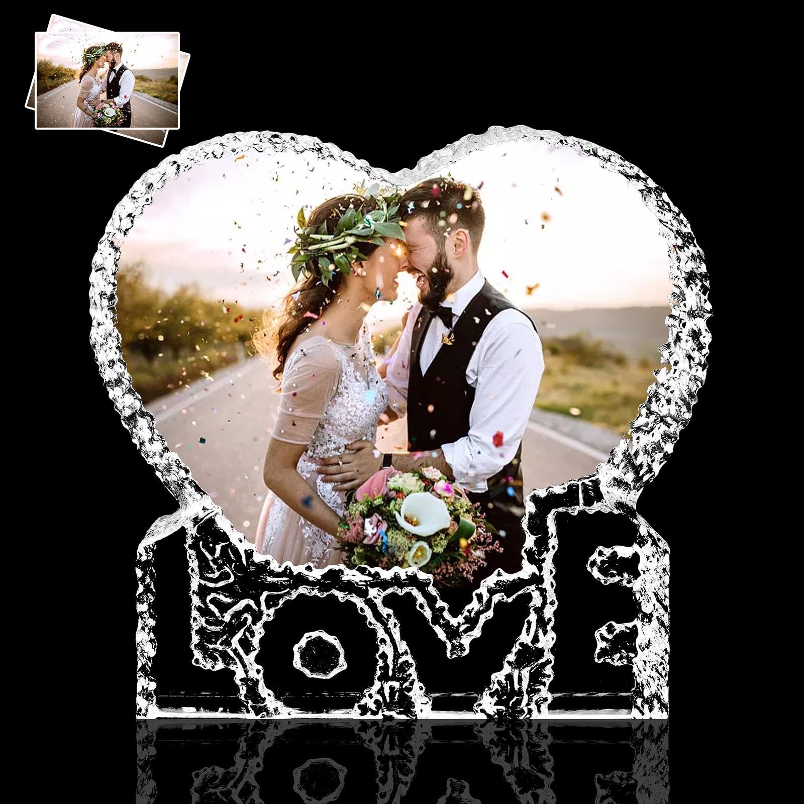 Personalized Crystal Photo Frame for Couples - Custom Engraved Love Gift for Wife, Husband, Anniversary, Valentine's Day, Christmas & Birthday - Perfect for Home Decor, Wedding Keepsake & Romantic Surprises