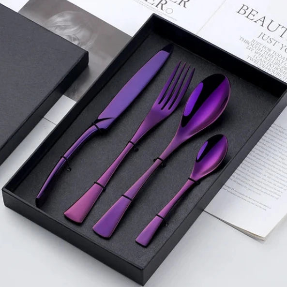 Premium Fire Rainbow Stainless Steel Serving Utensils Set - 5-Piece Kitchen Tools for Cooking, BBQ, Buffet & Party Serving - Durable & Stylish Serving Spoons, Tongs & Ladle for Home & Restaurant Use