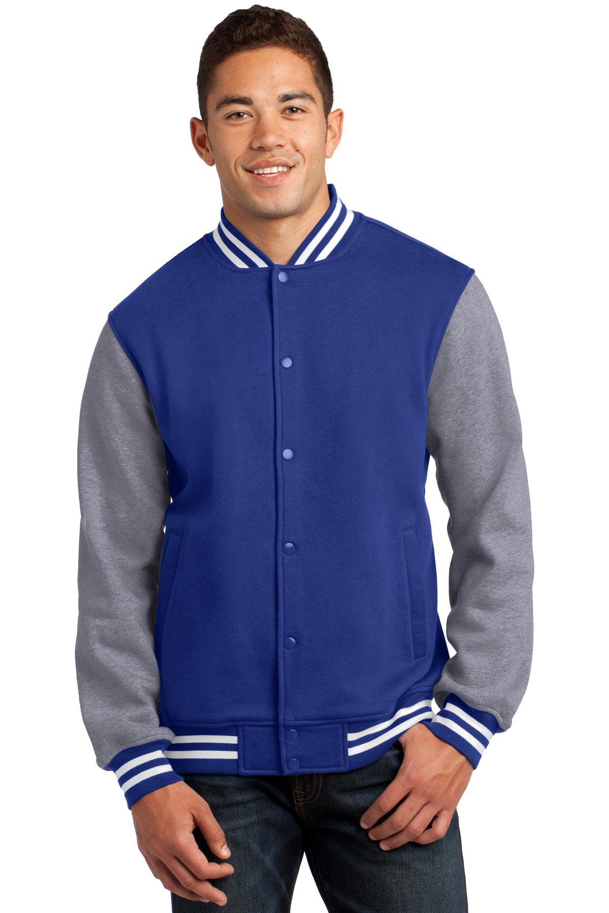 Sport Tek Men's Fleece Letterman Jacket - Warm Varsity Style Pullover for Casual Wear, Outdoor Activities & Sports Events | Comfortable & Stylish Athletic Jacket for Men