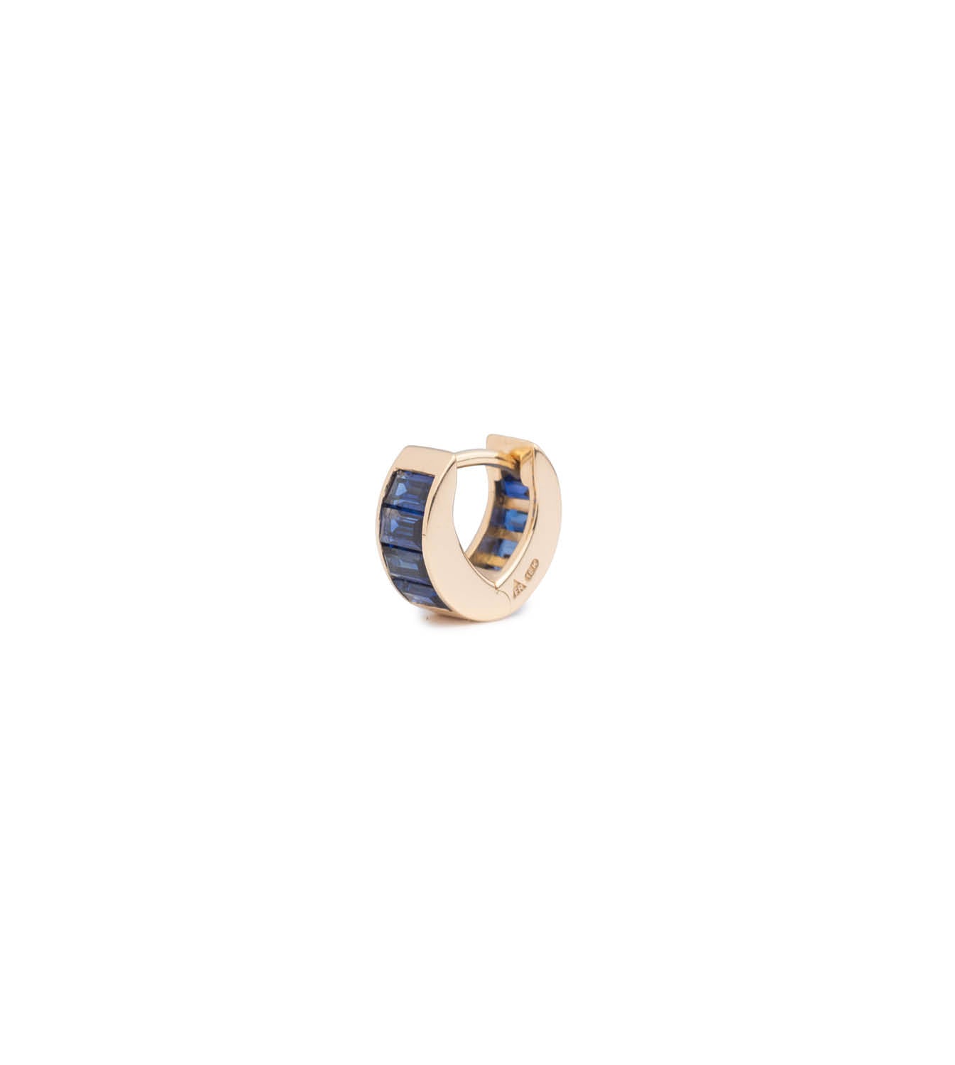Baguette Blue Sapphire Huggie Earrings - True Love Promise Jewelry for Women, Gift for Her, Anniversary, Wedding, Valentine's Day